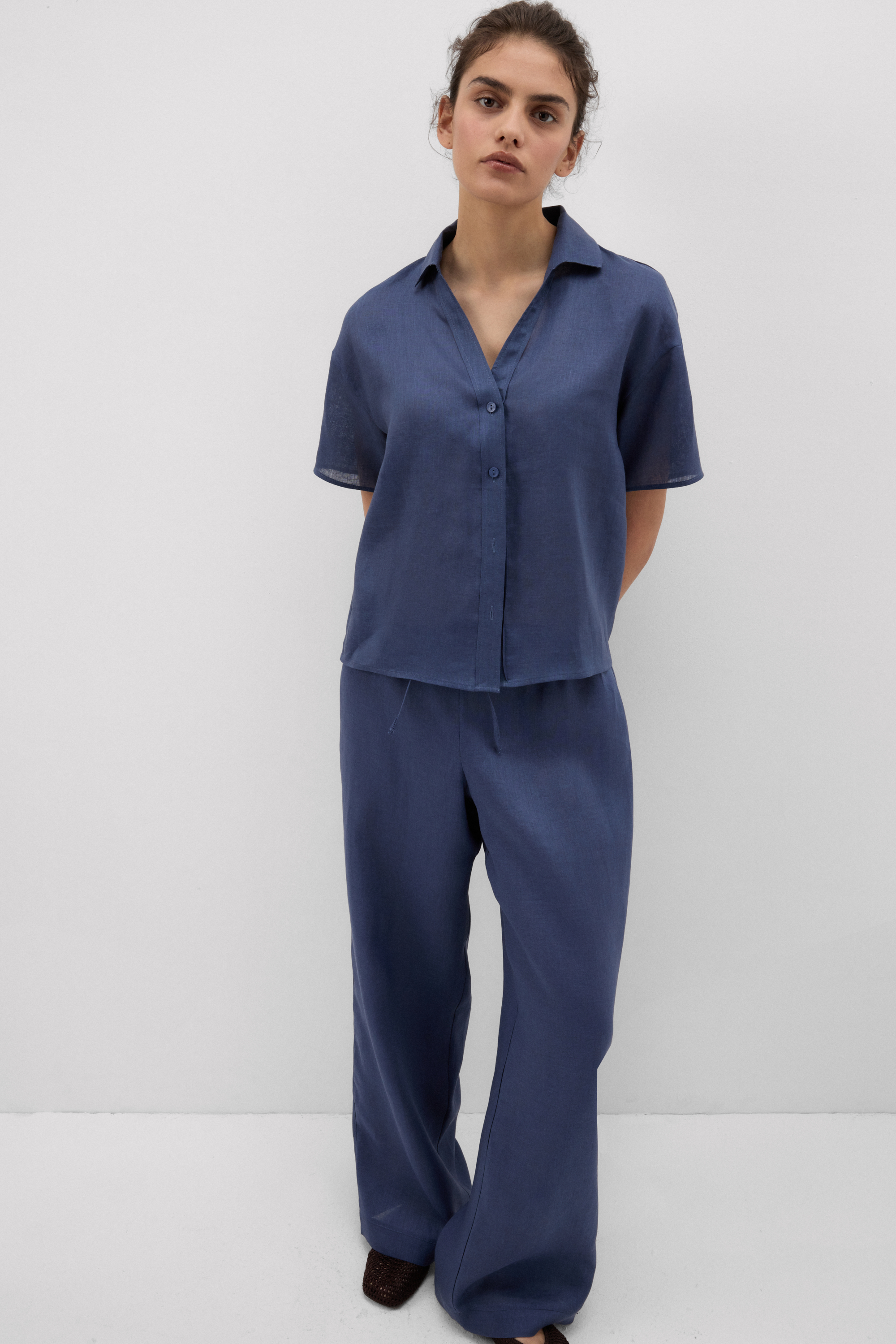 The Pure Linen リネンファブリック ショートスリーブ シャツ