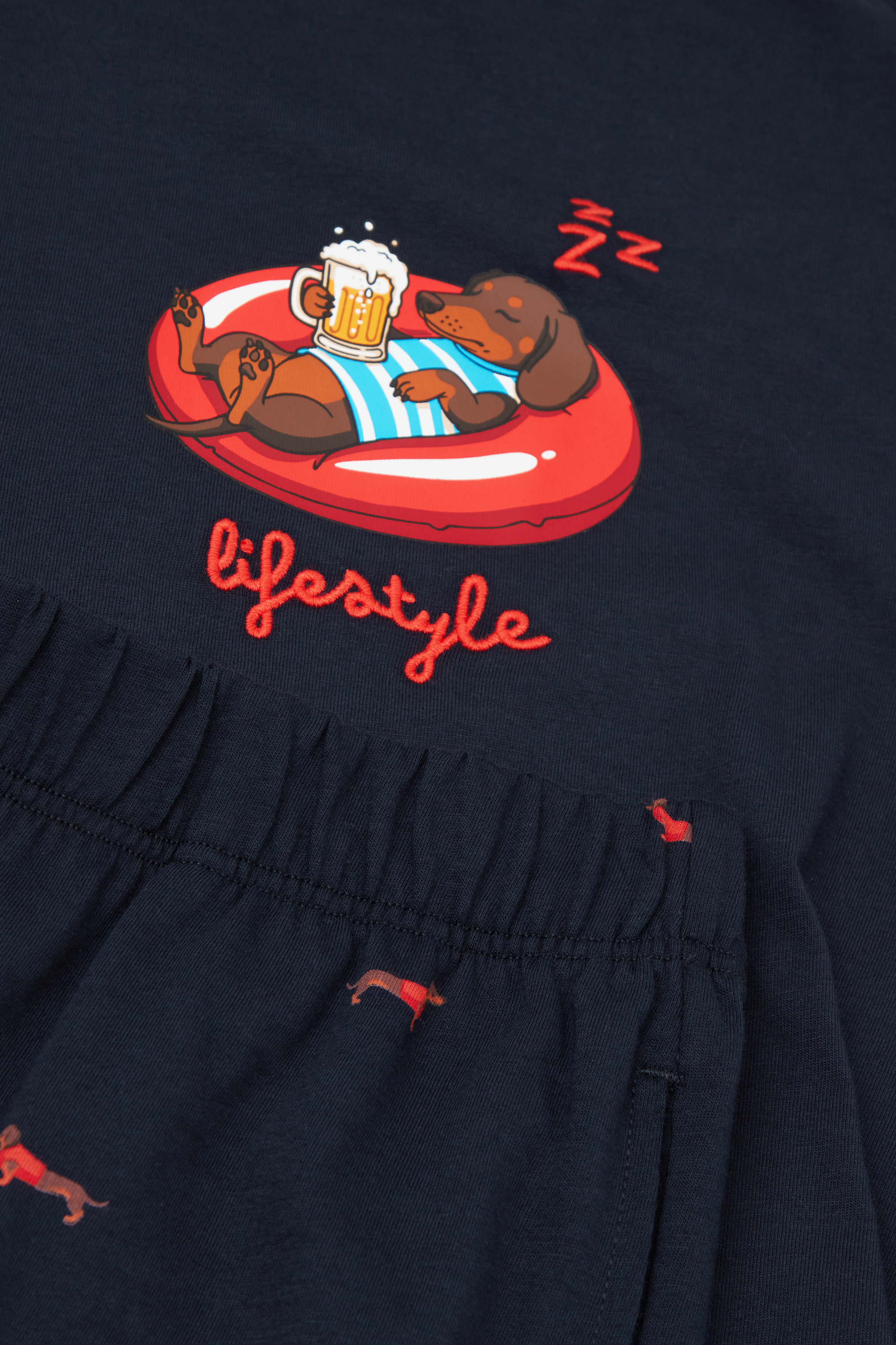 ダックスフンドプリント ジャージー ショートパジャマ