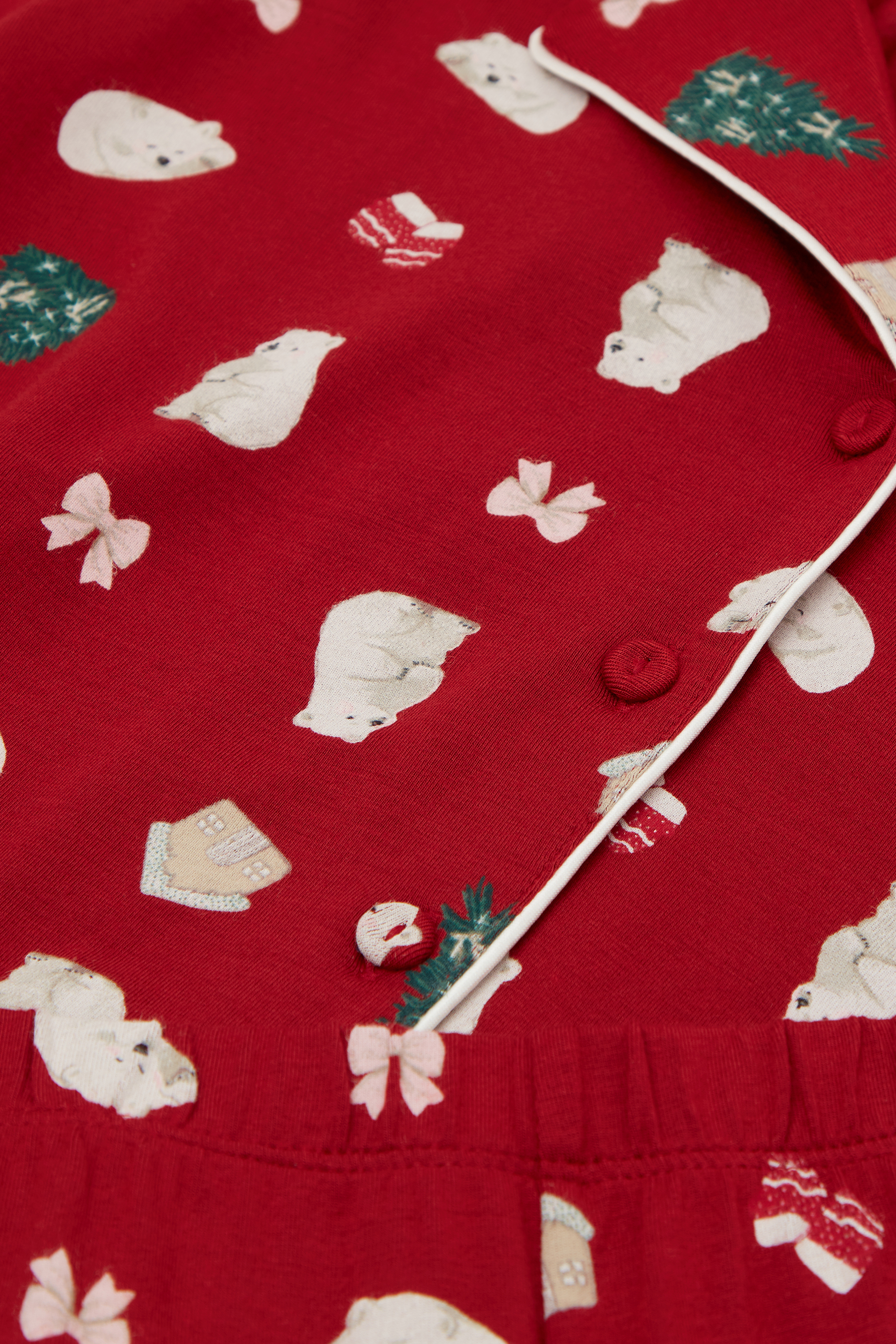 ポラークリスマスプリント モダール オープンフロント パジャマ