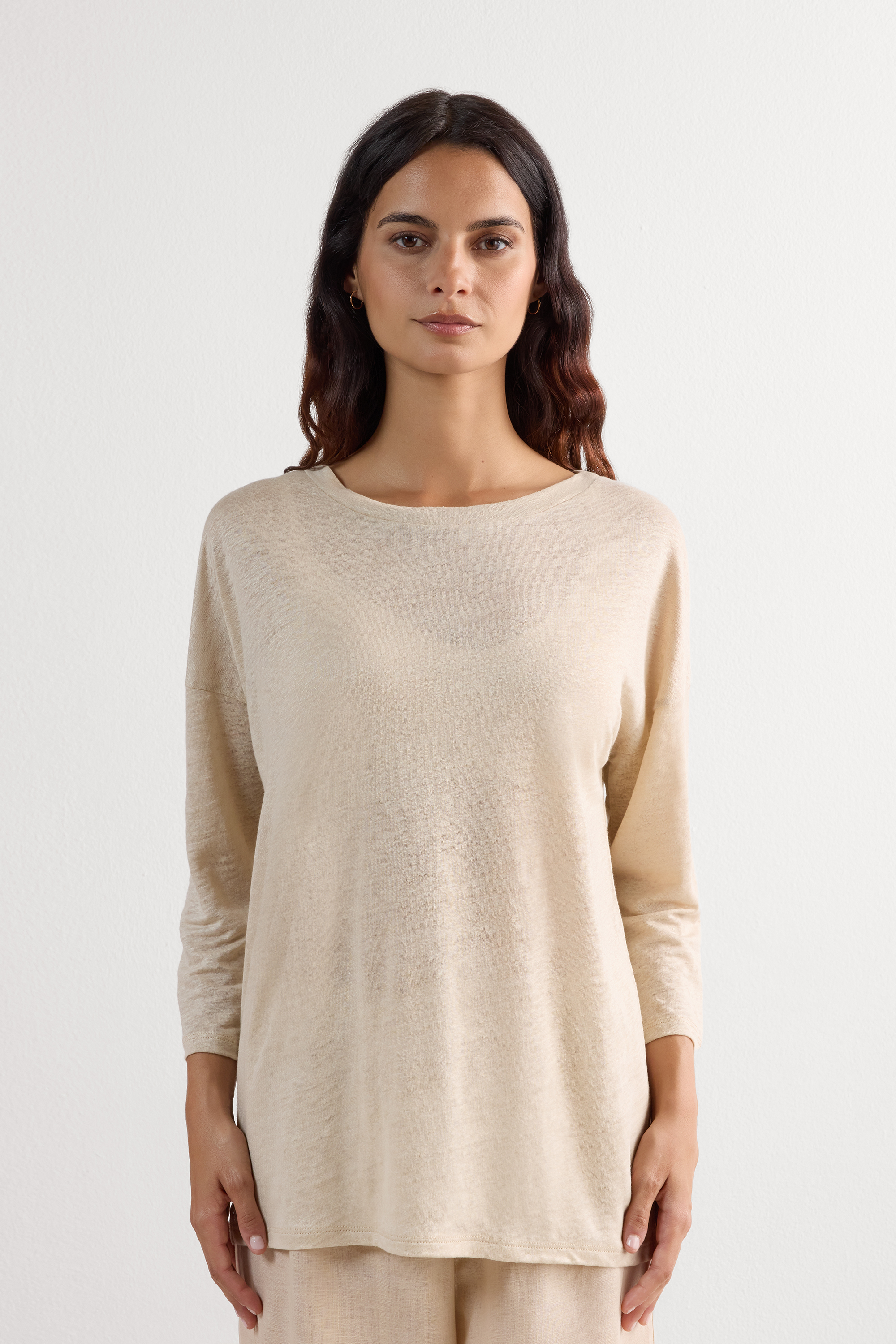 リネン ボートネック ニット