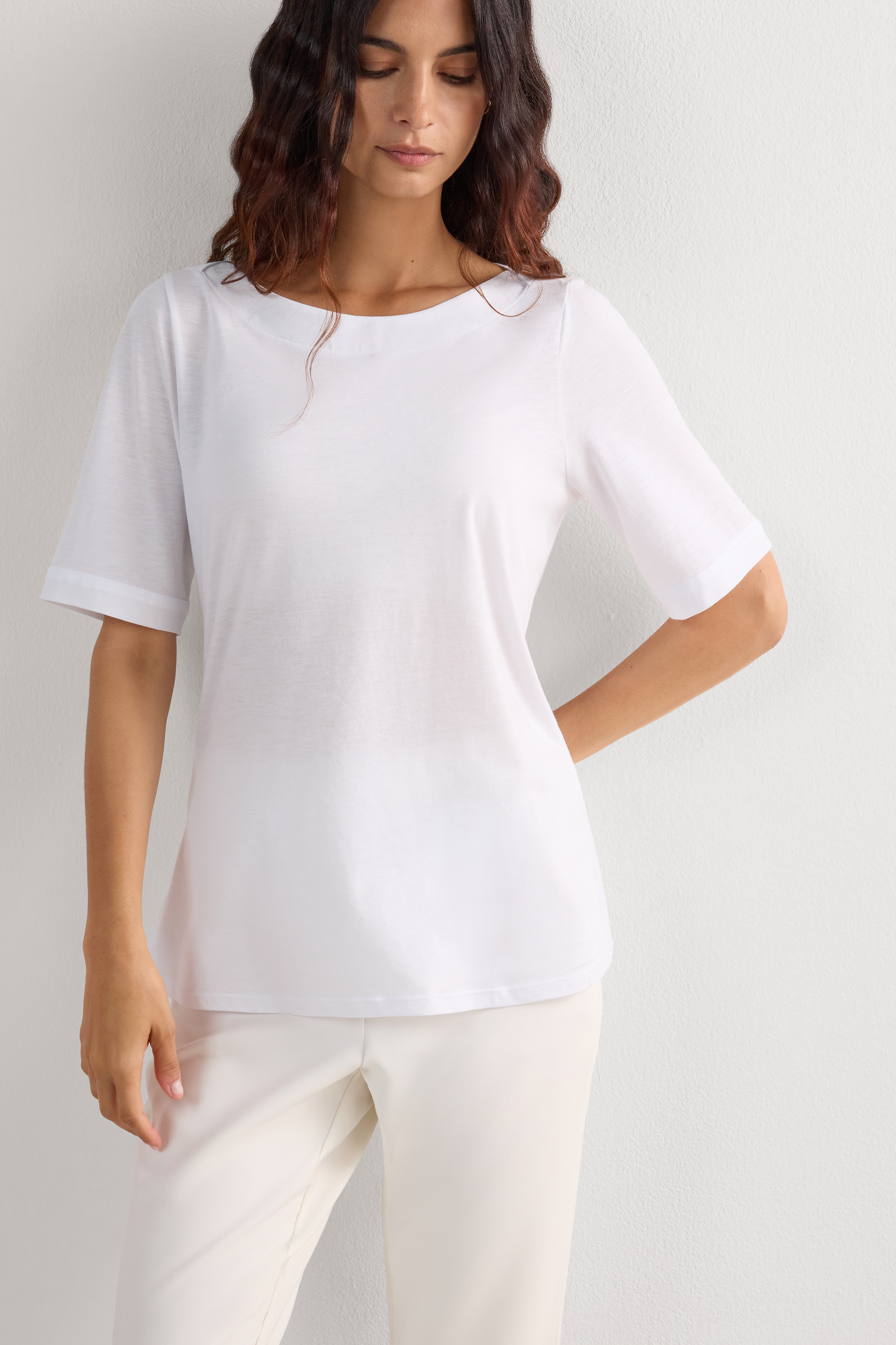 Ultrafreshコットン ショートスリーブ ボートネック ニット