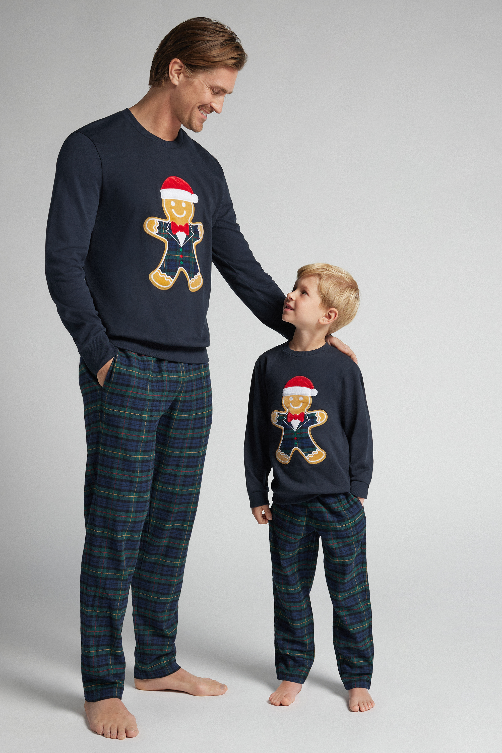 コットン ジンジャーブレッドプリント ロングパジャマ