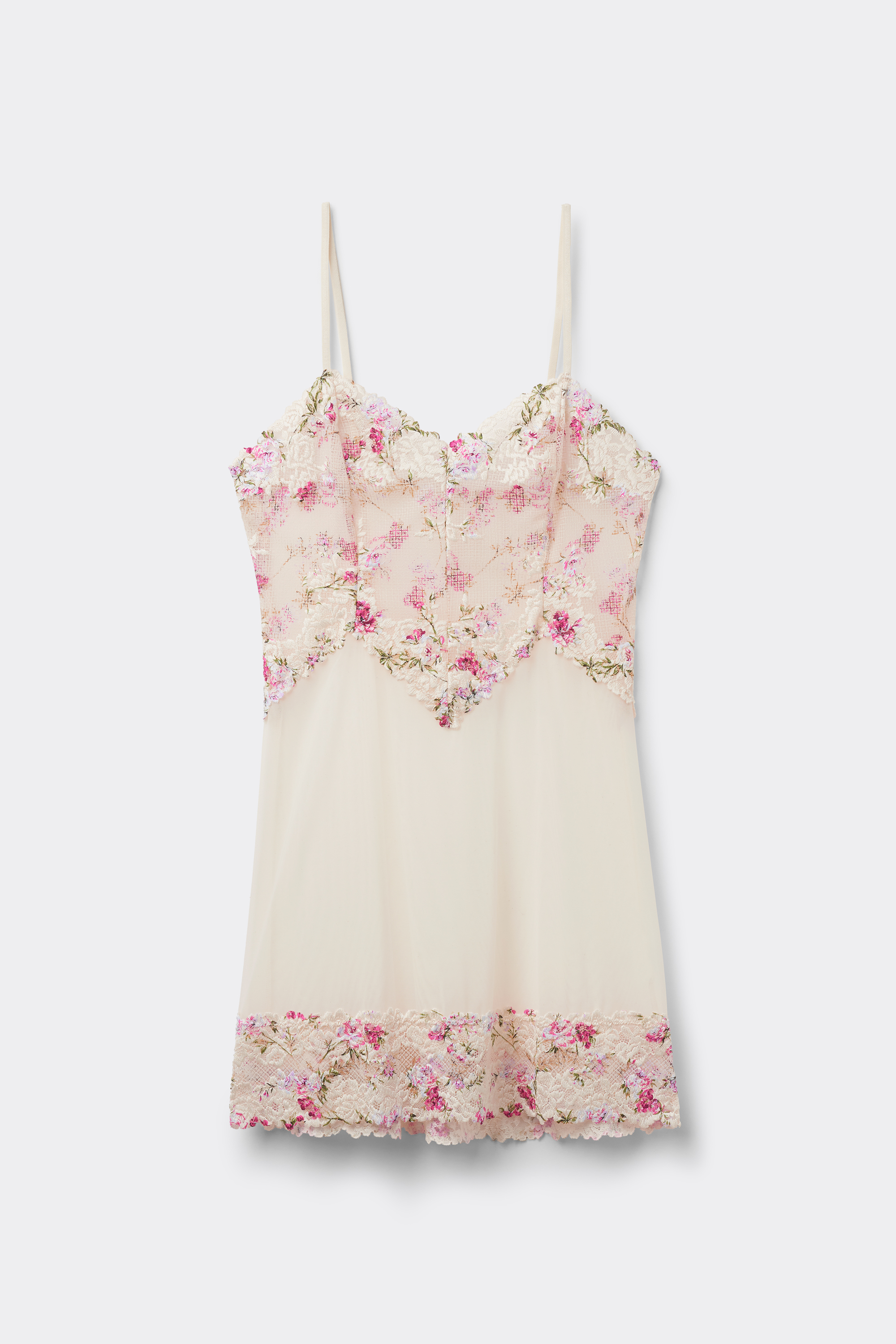 "Pretty Flowers" プリント チュール＆レース ベビードール