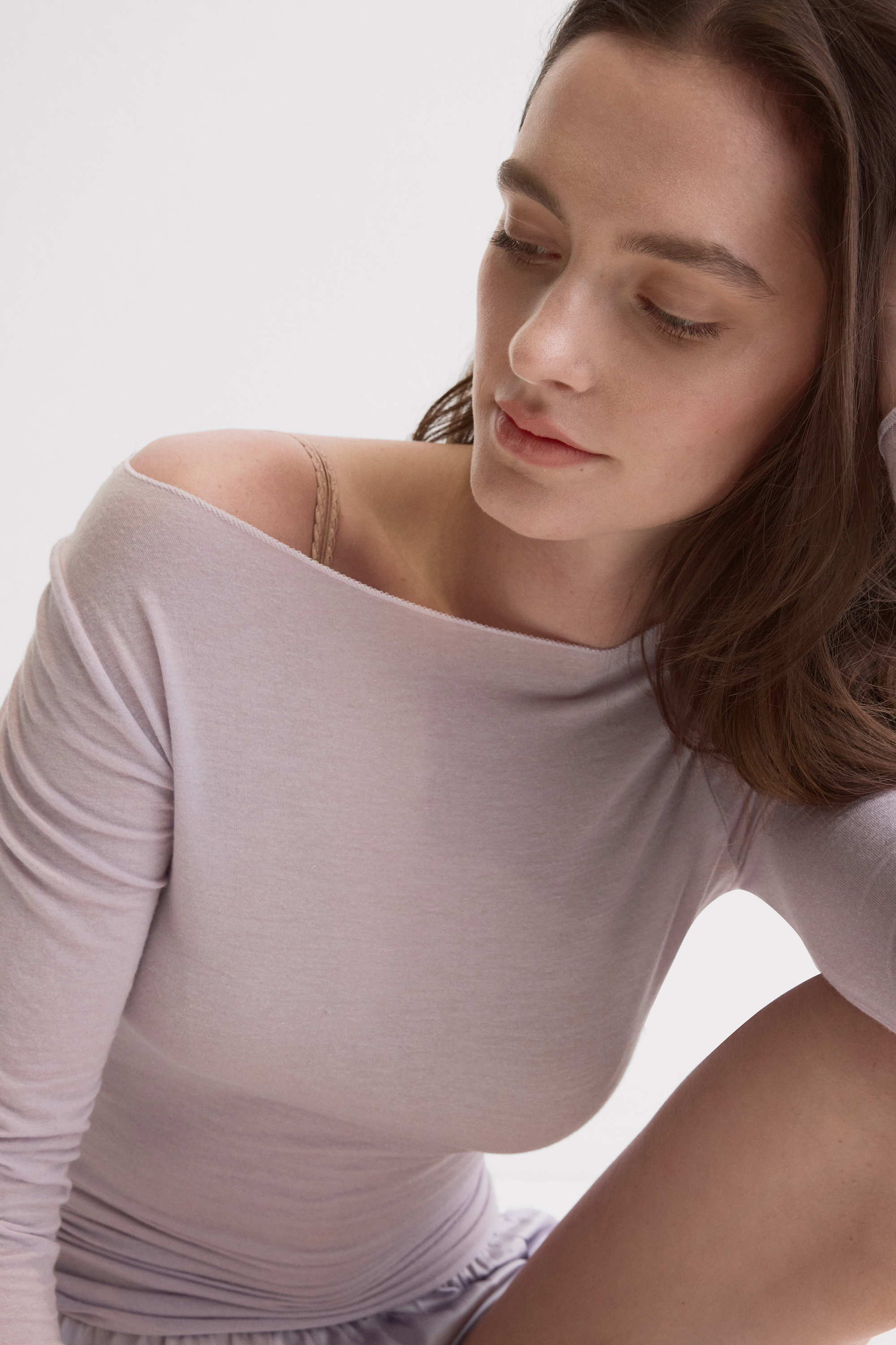 ボートネック モダール カシミヤ ウルトラライト トップス