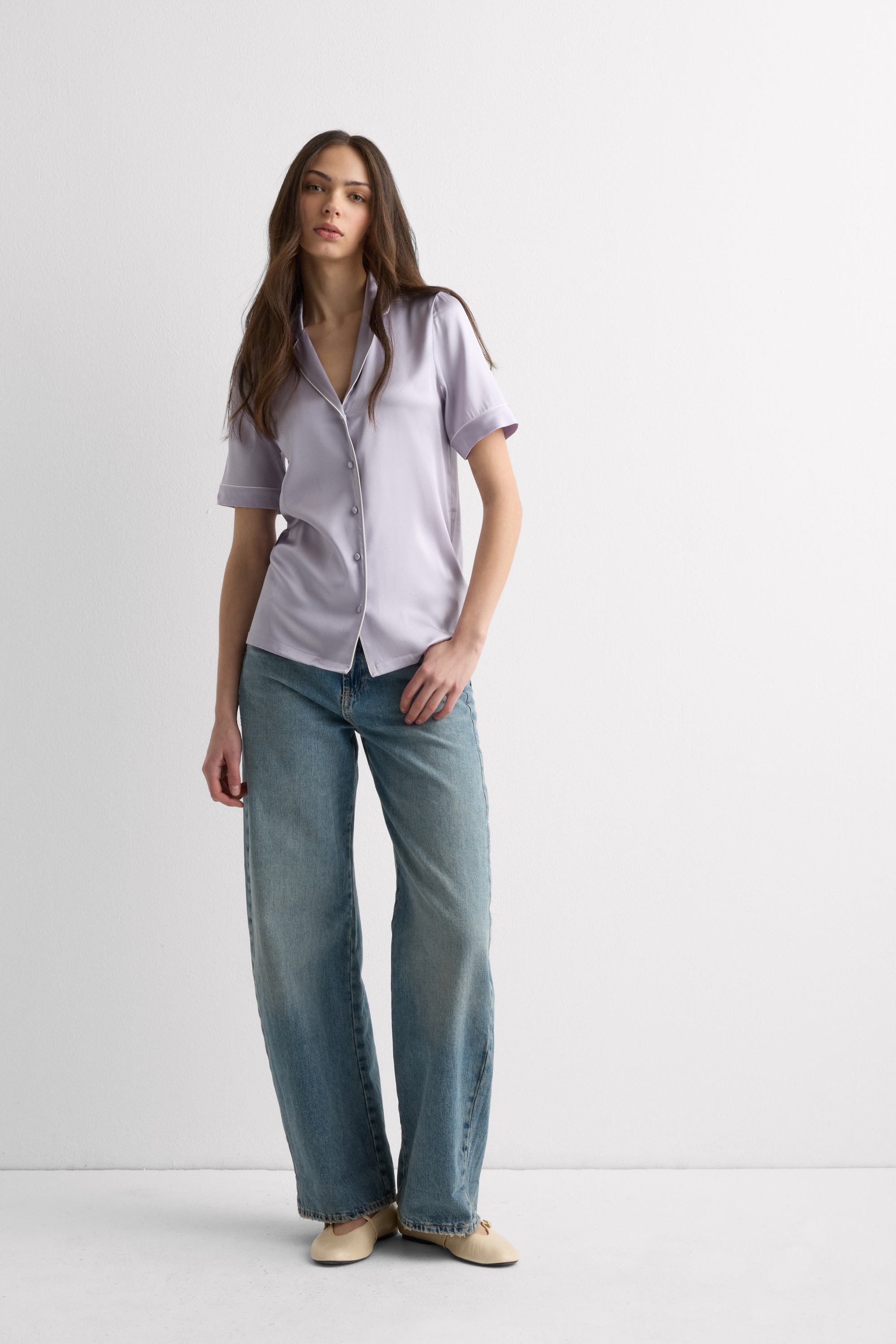 メンズスタイル シルク ショートスリーブ シャツ