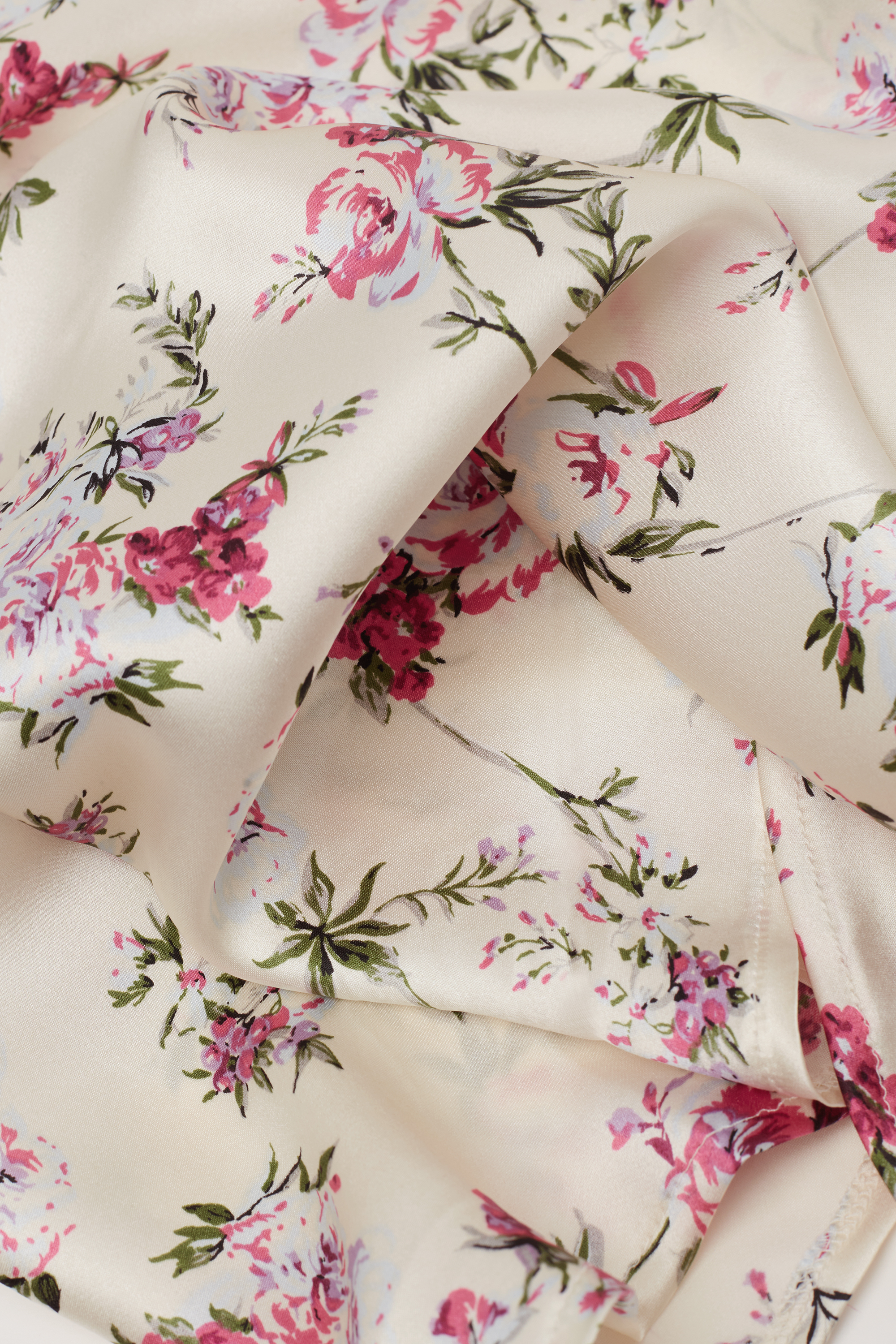 "Pretty Flowers" プリント シルク トップス