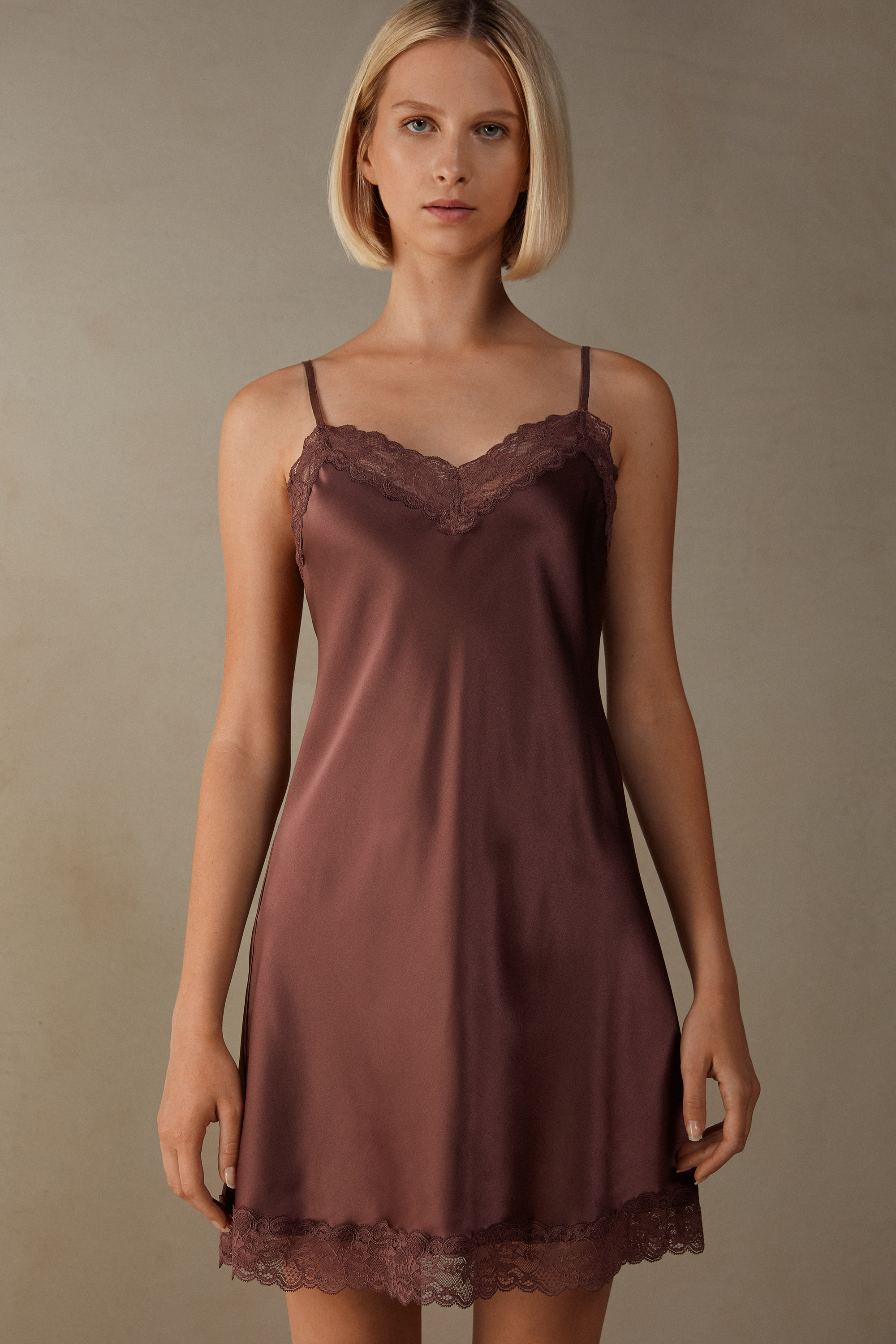 Sottoveste in Seta e Inserti in Pizzo Intimissimi Donna Abbigliamento Intimo Completi Intimi 