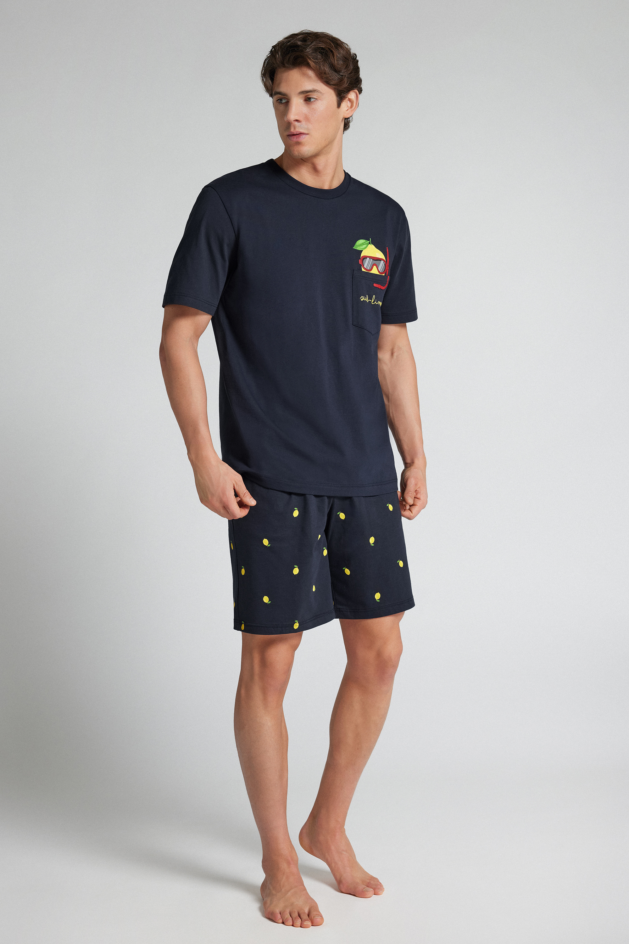 スキューバレモンプリント コットン ショートパジャマ