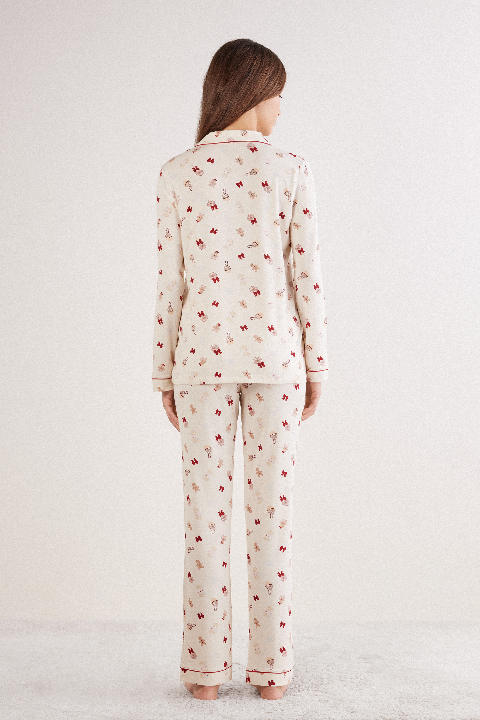 スイーツプリント モダール オープンフロント パジャマ