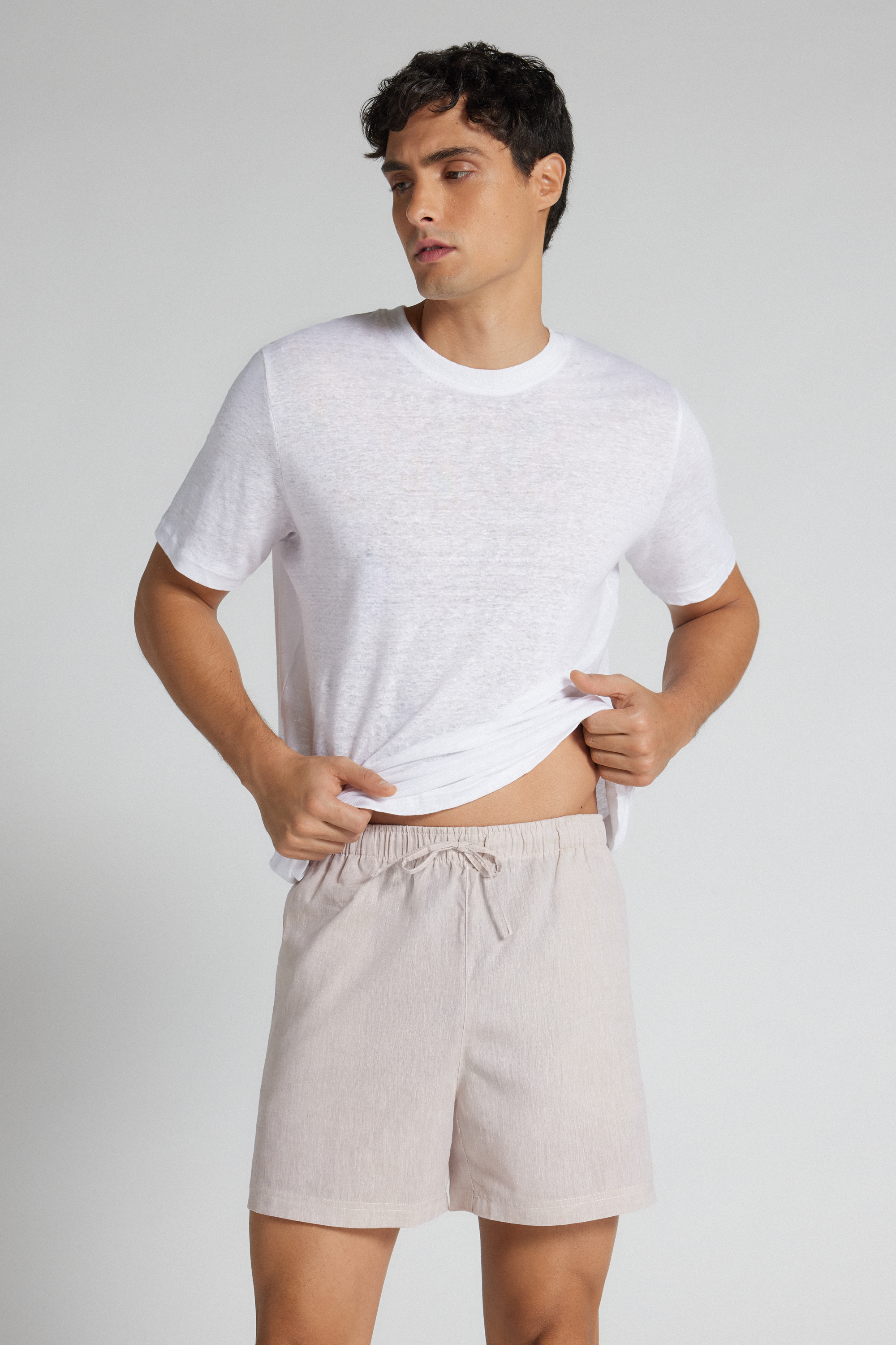 メンズ リネン＆コットン ショートパンツ