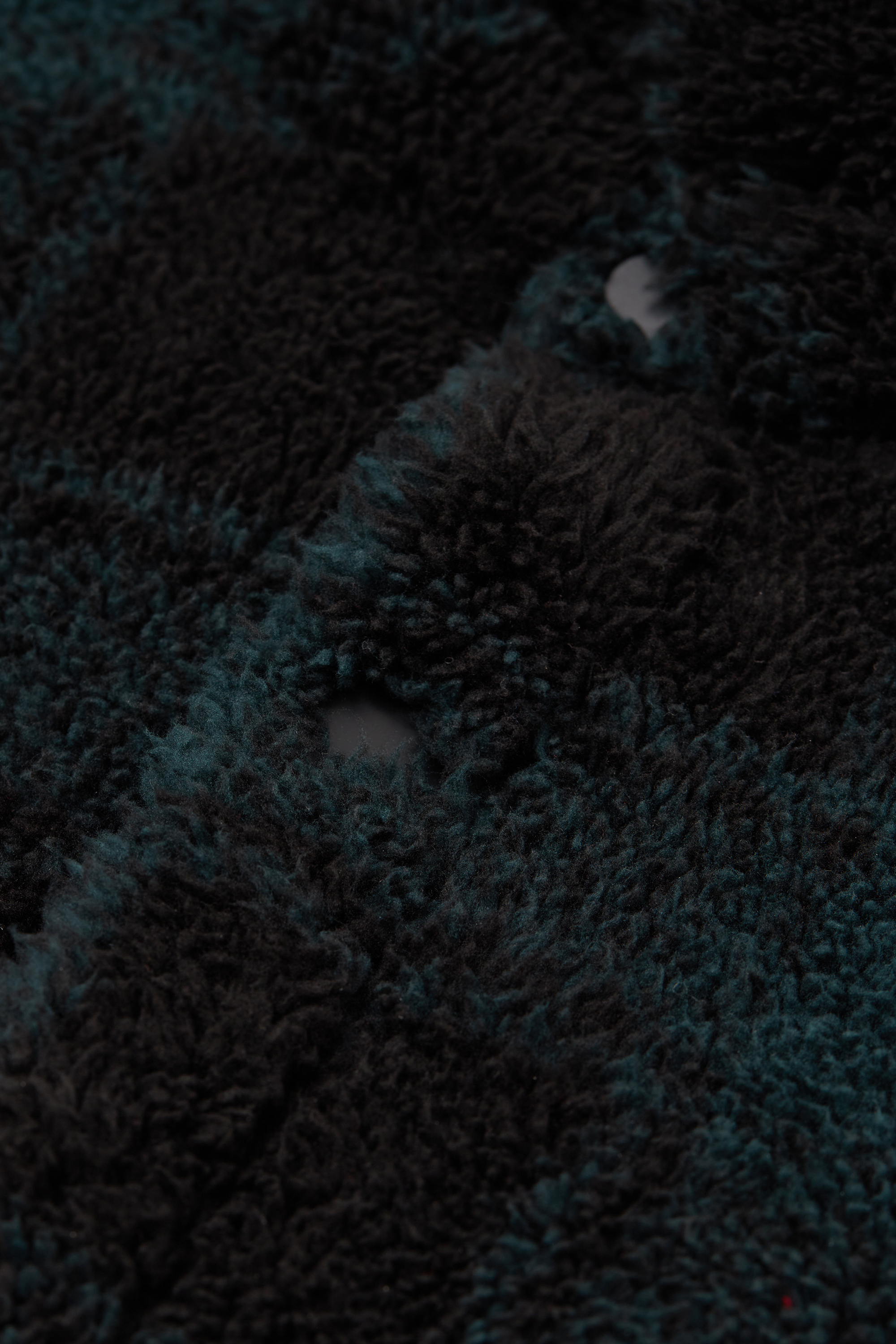 テディ チェック オーバーシャツ スウェット（ブラック＆グリーン）