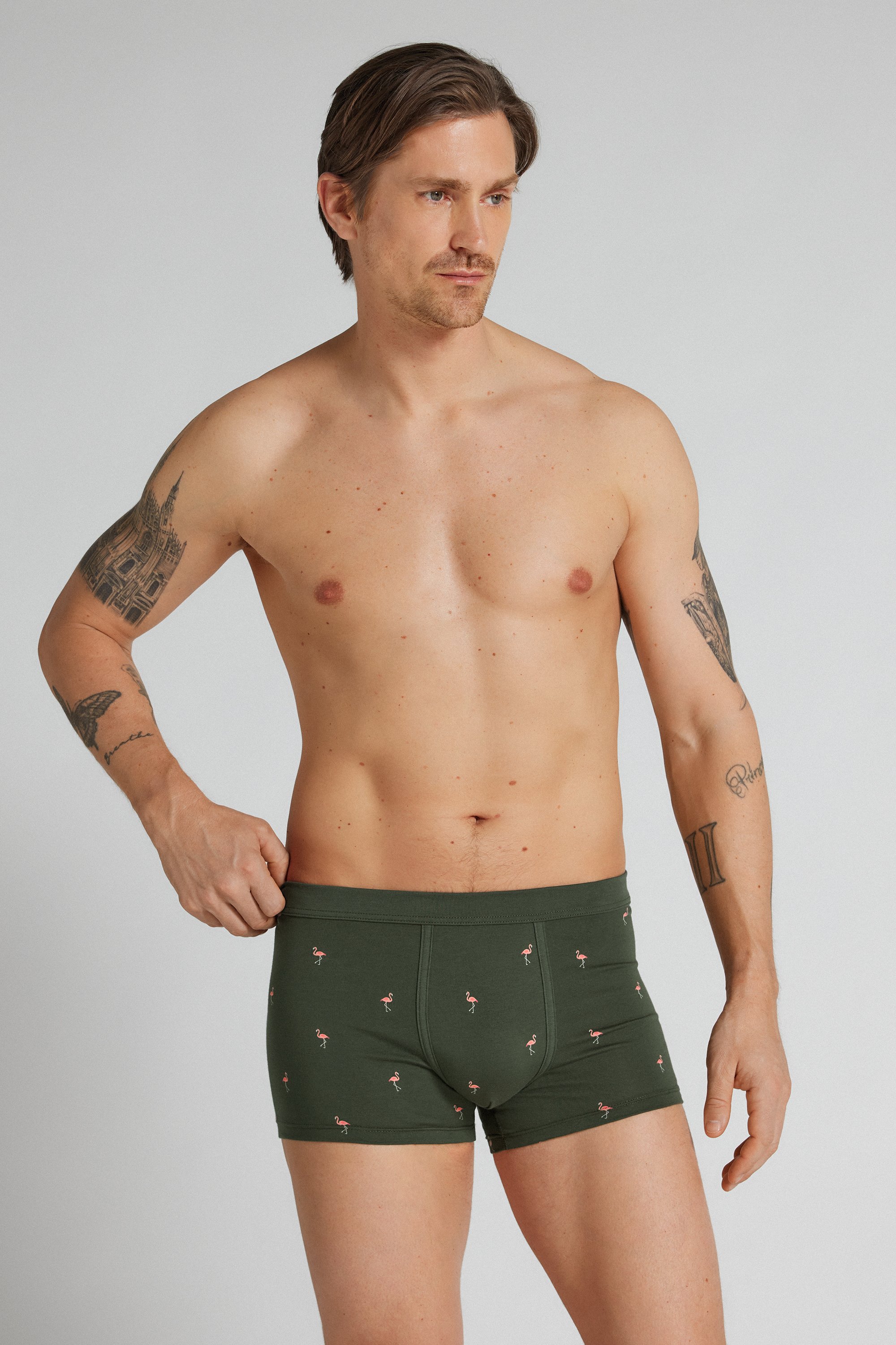 フラミンゴプリント スーペリアコットン ボクサー