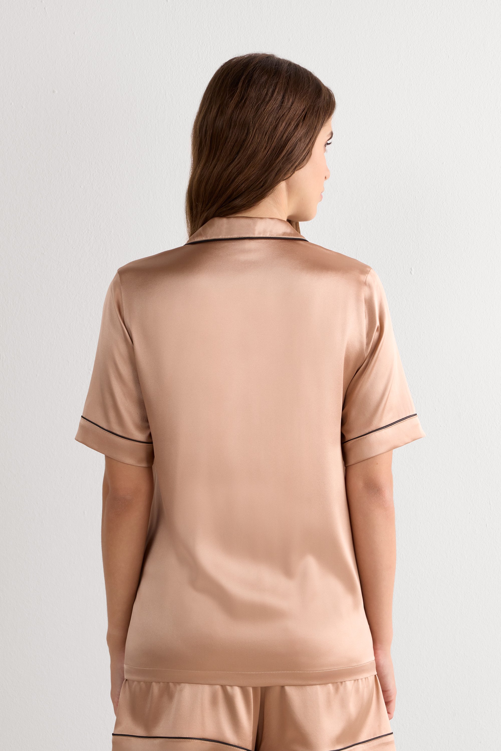 メンズスタイル シルク ショートスリーブ シャツ