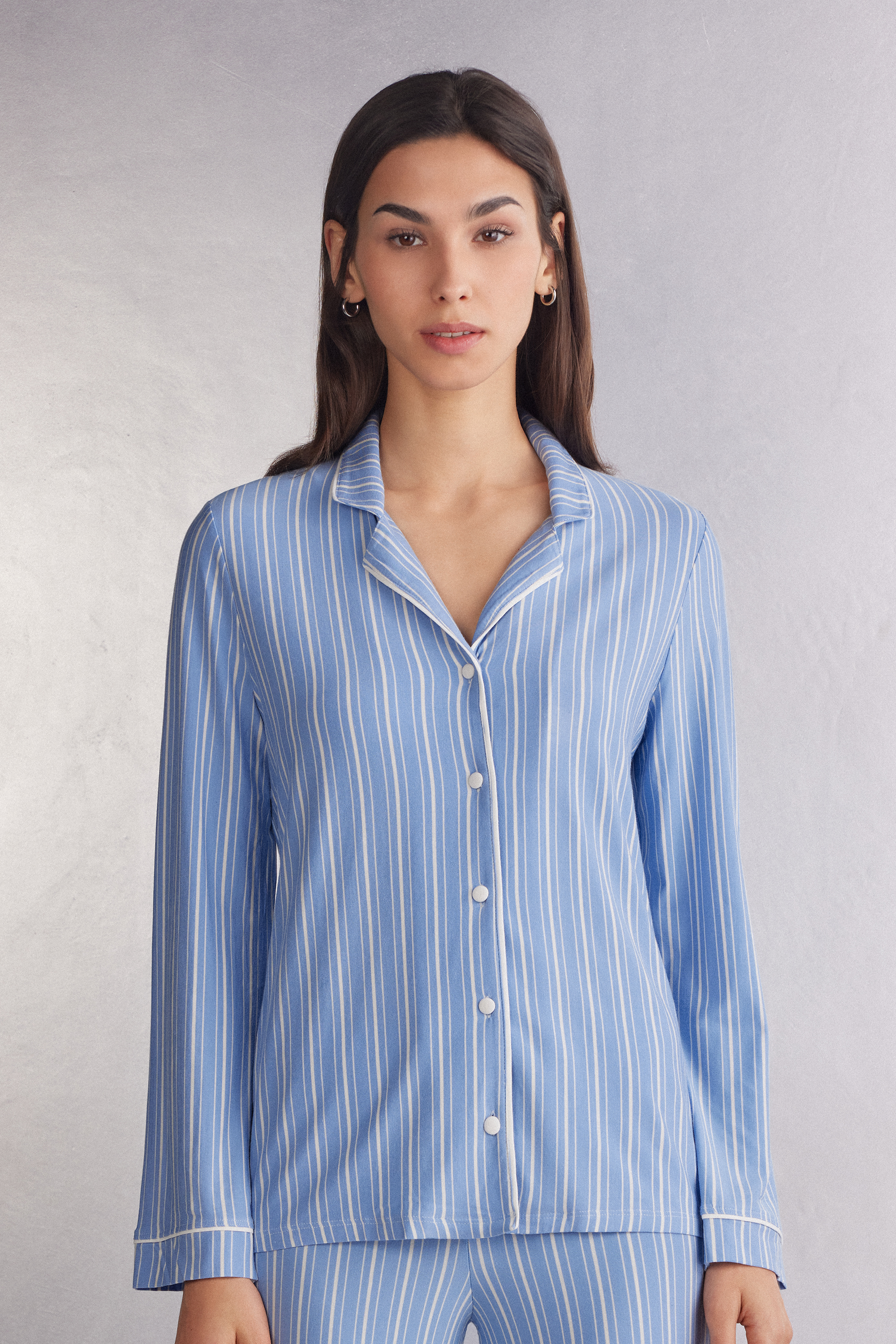 Oxford Stripes Modal Button-Up Top | Intimissimi