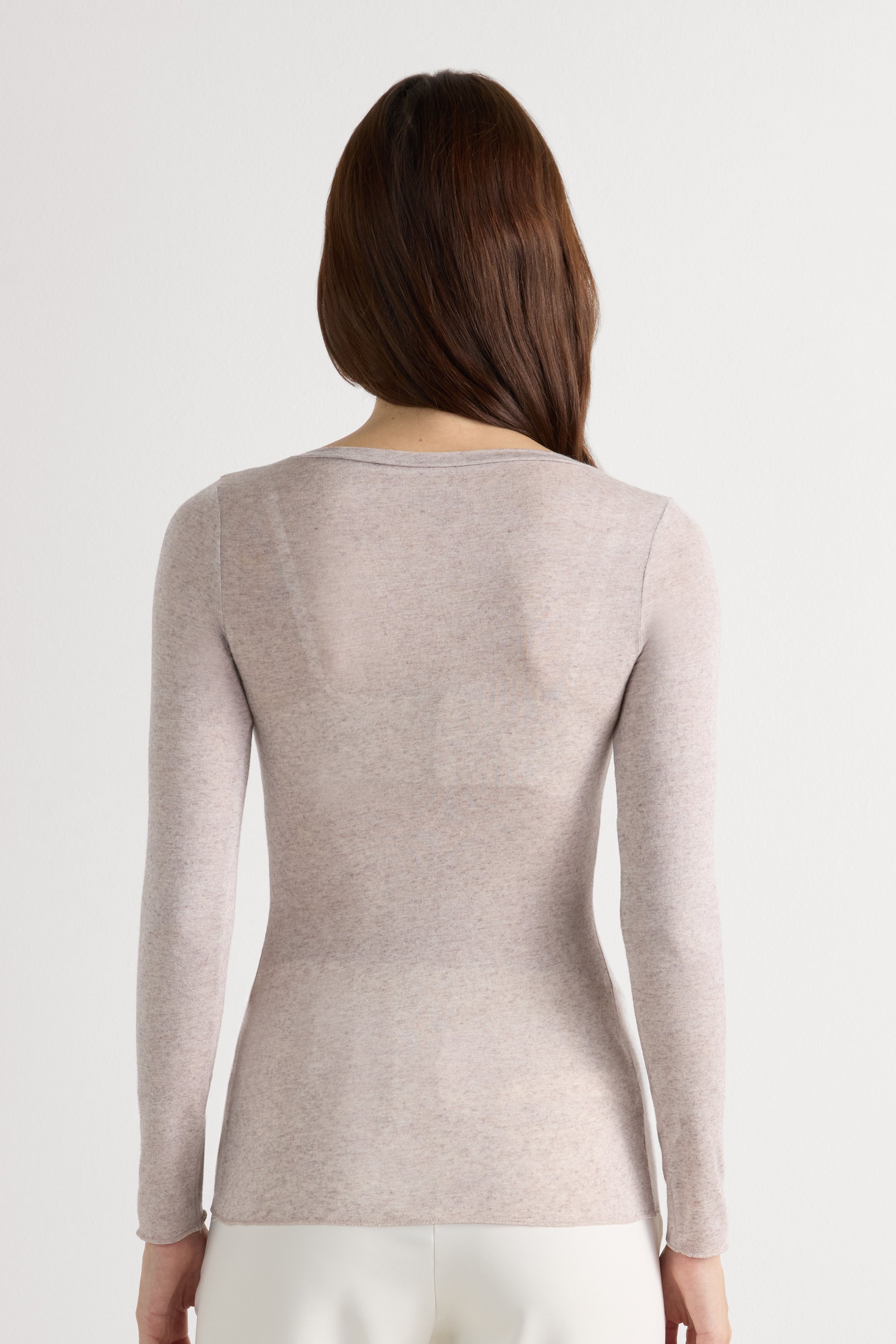 2025セール Long Sleeve Scoop Neck Top in Ultralight Modal with Cashmere トップス