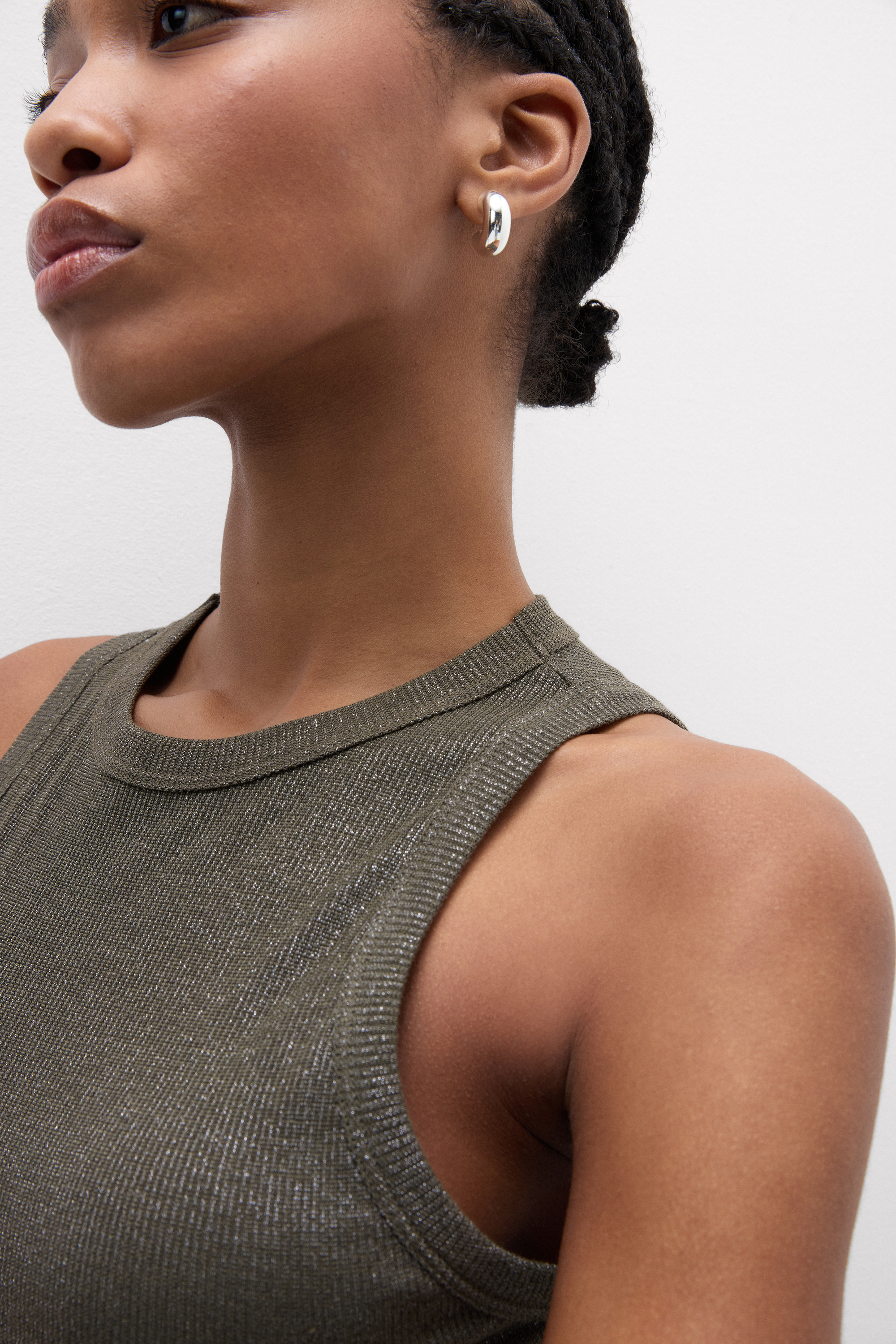 ラメ コットンリブ タンクトップ