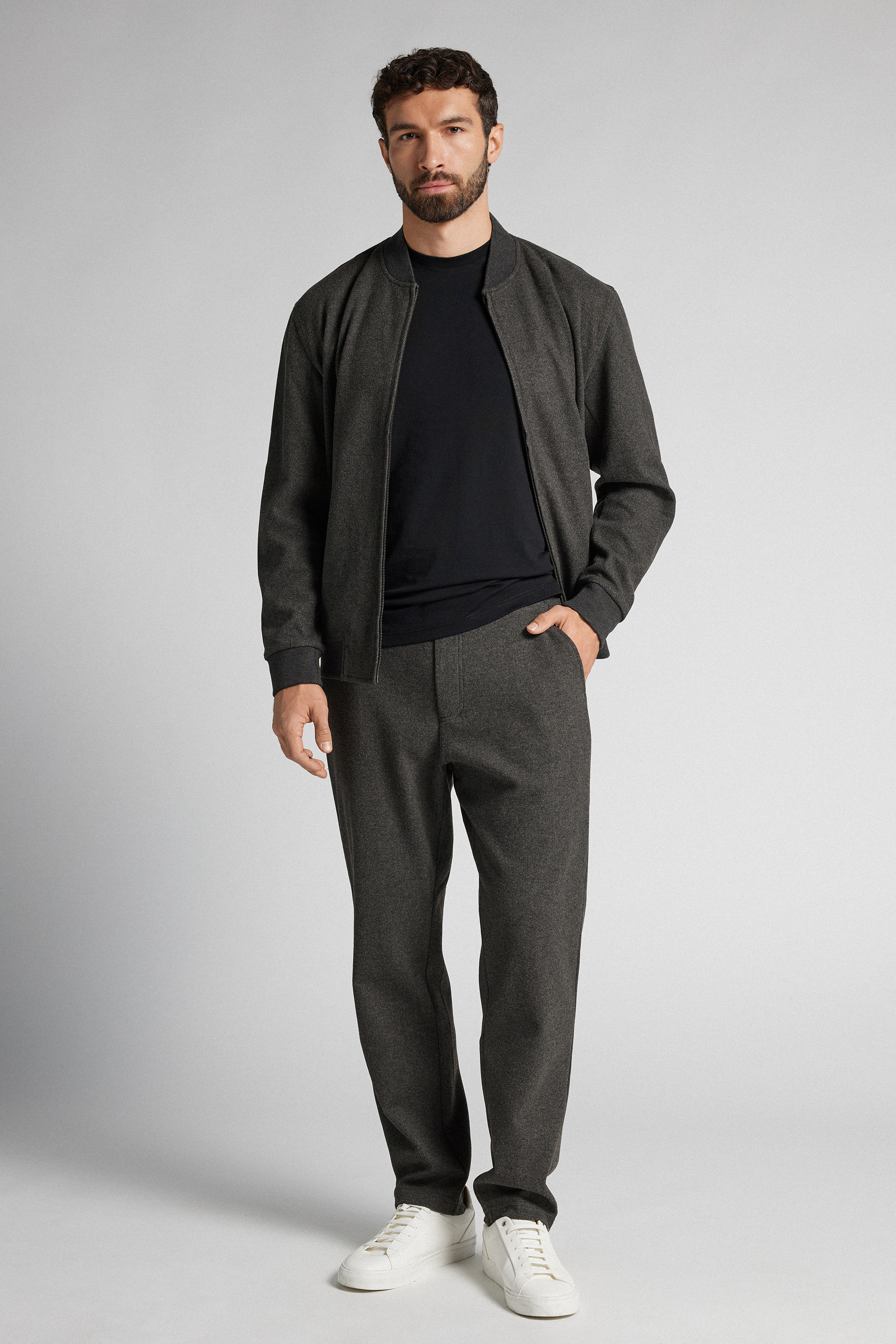 フェルト調ファブリック ロングパンツ