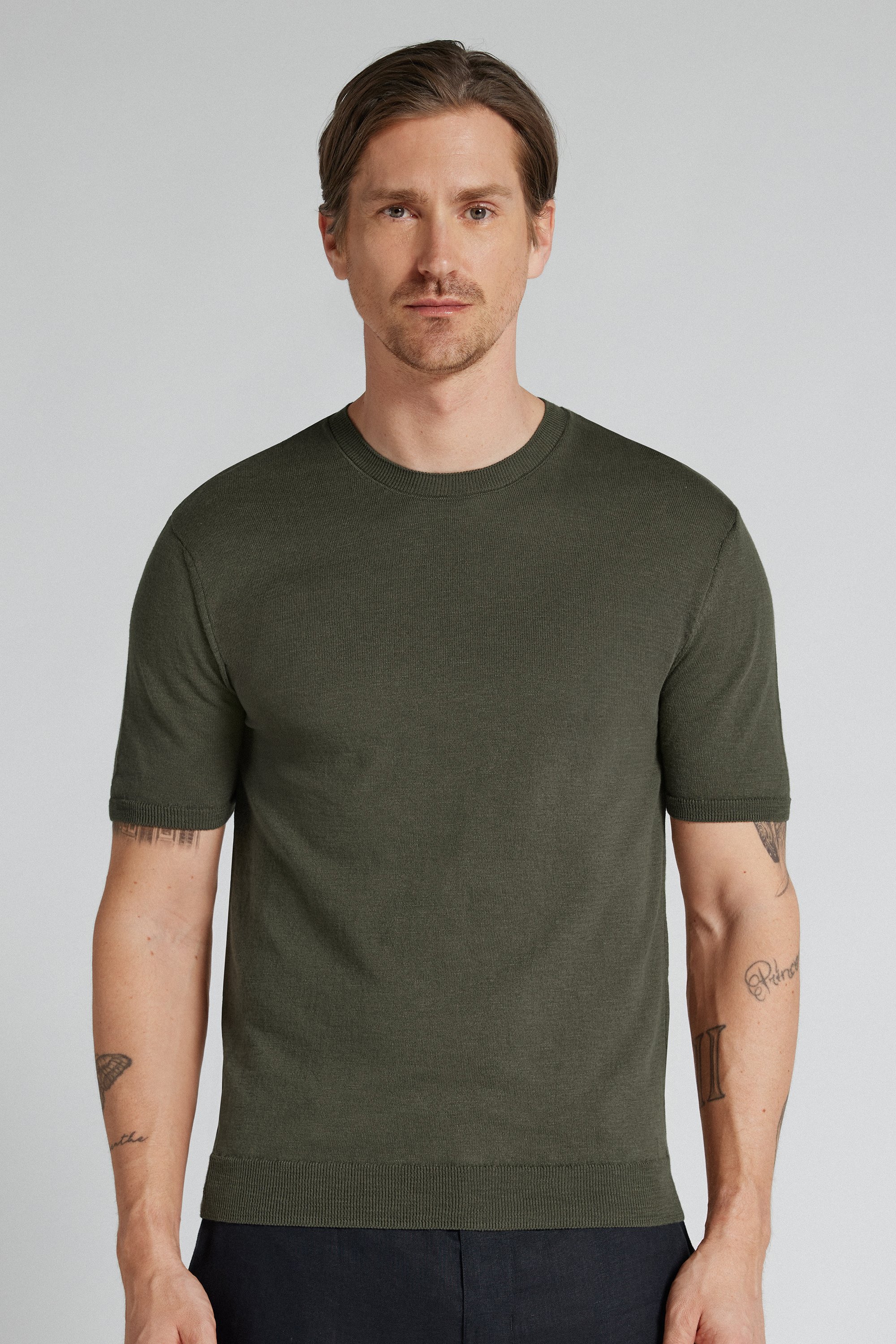 スラブコットン ニット ショートスリーブ Tシャツ