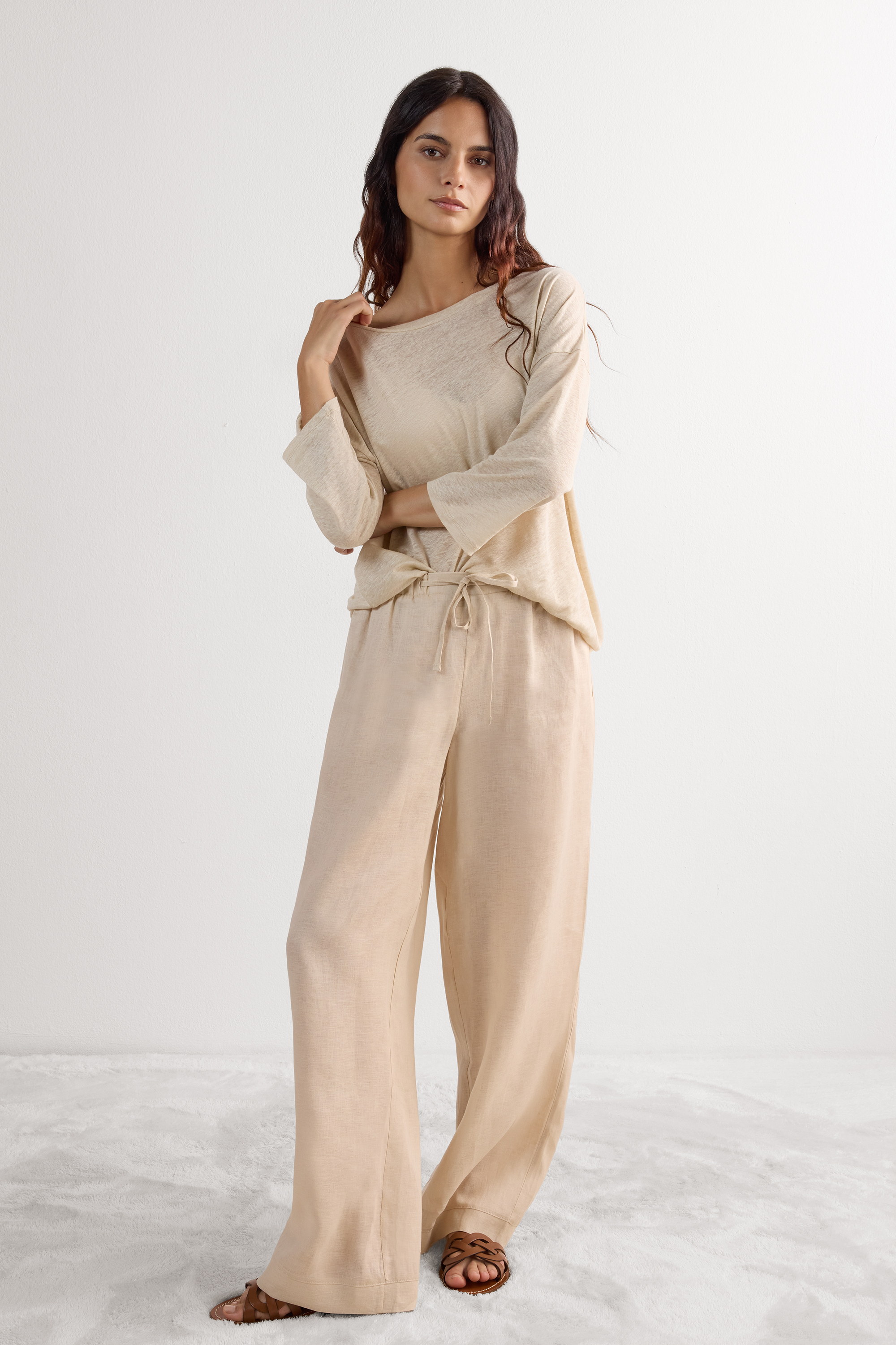 リネン ボートネック ニット