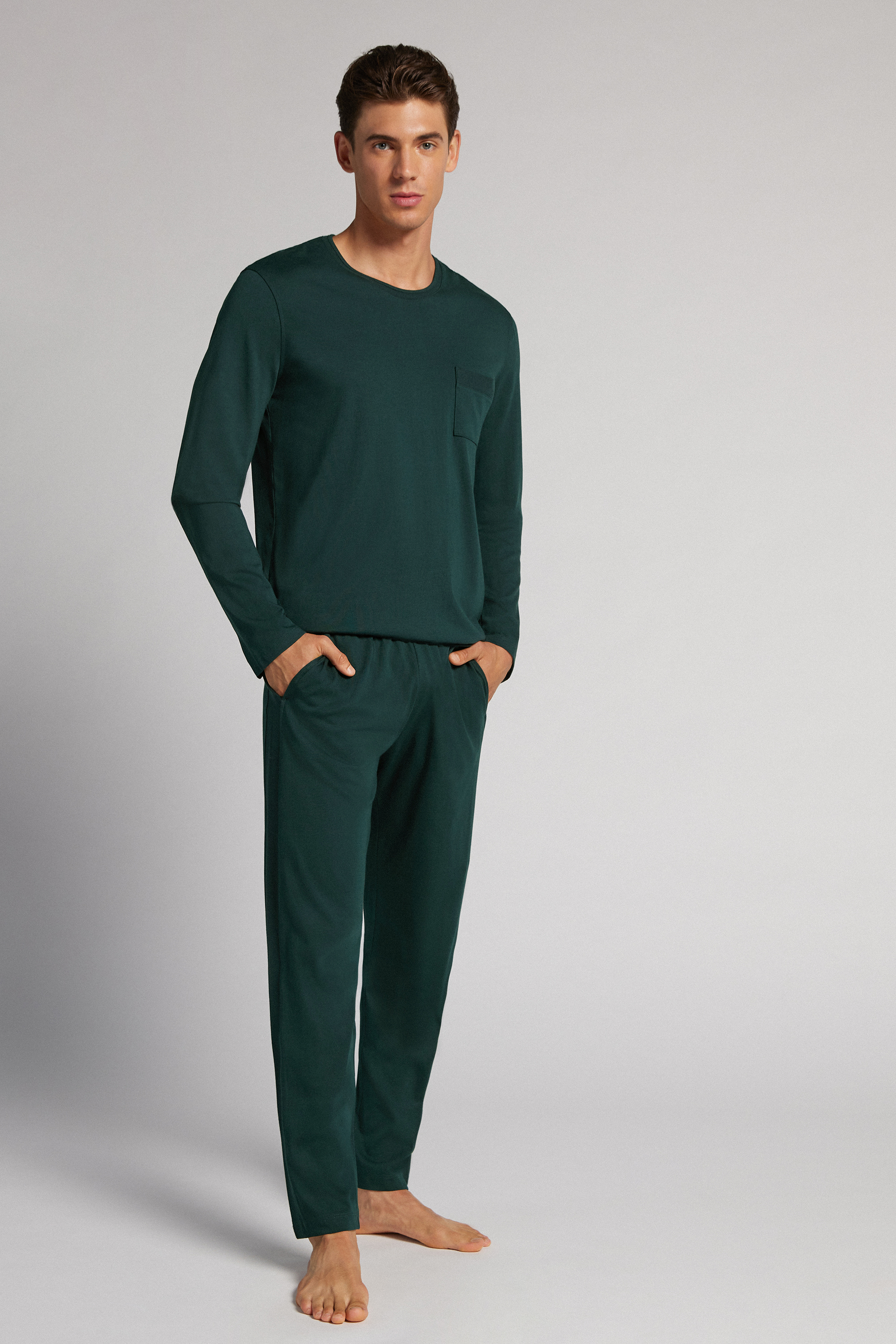Pijama comprido em algodão superior