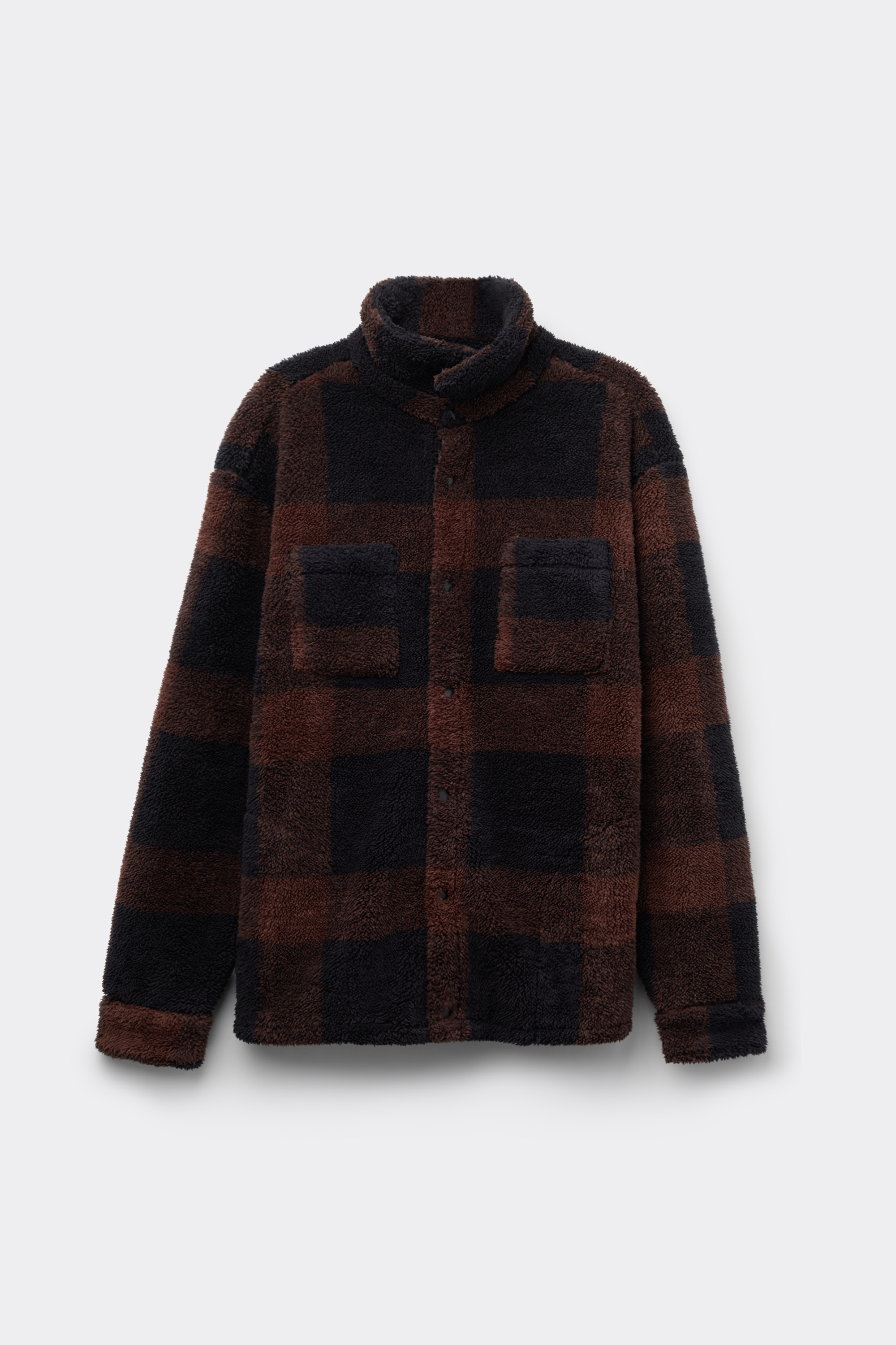 テディ チェック オーバーシャツ スウェット（ブルー＆レッド）