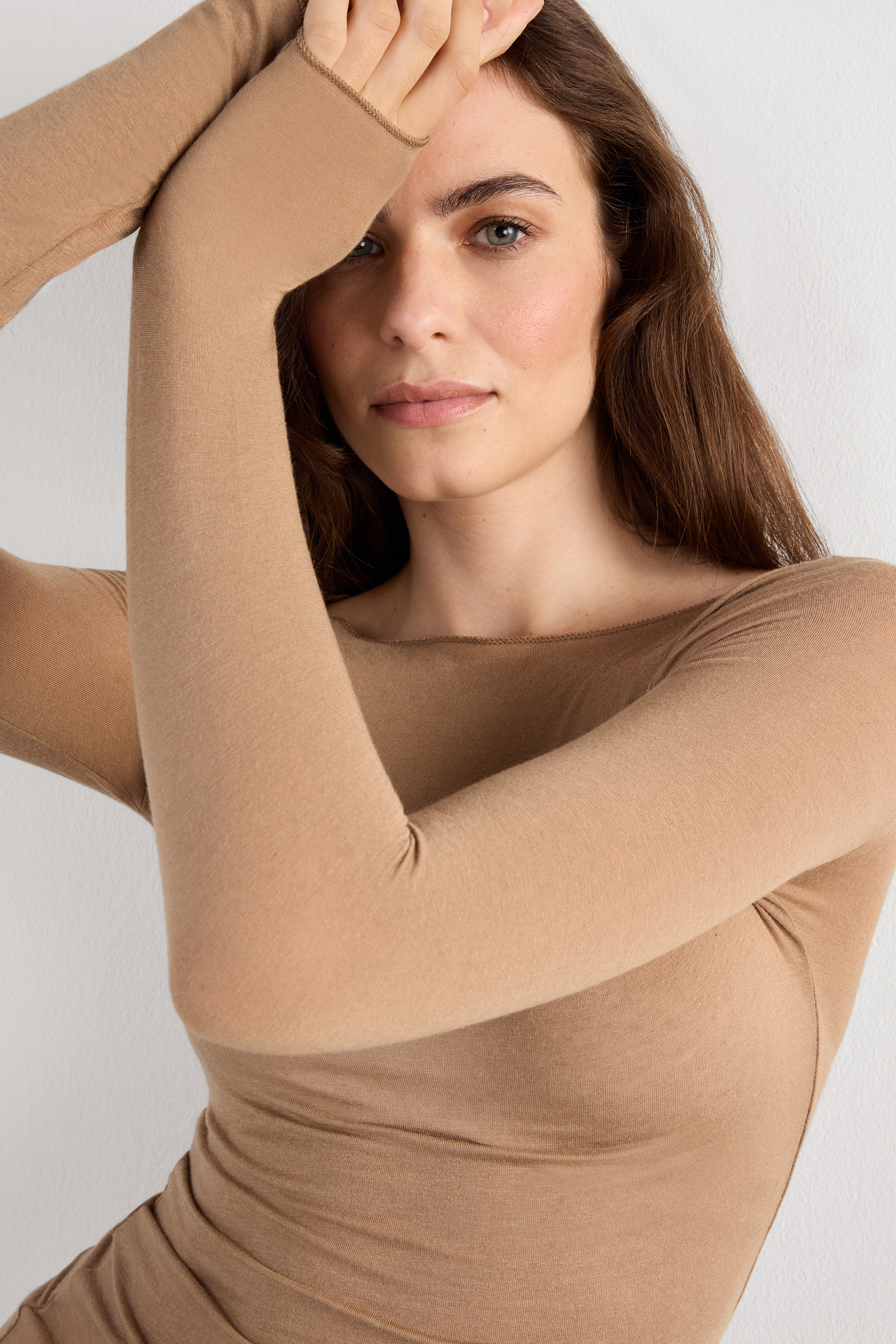 ボートネック モダール カシミヤ ウルトラライト トップス