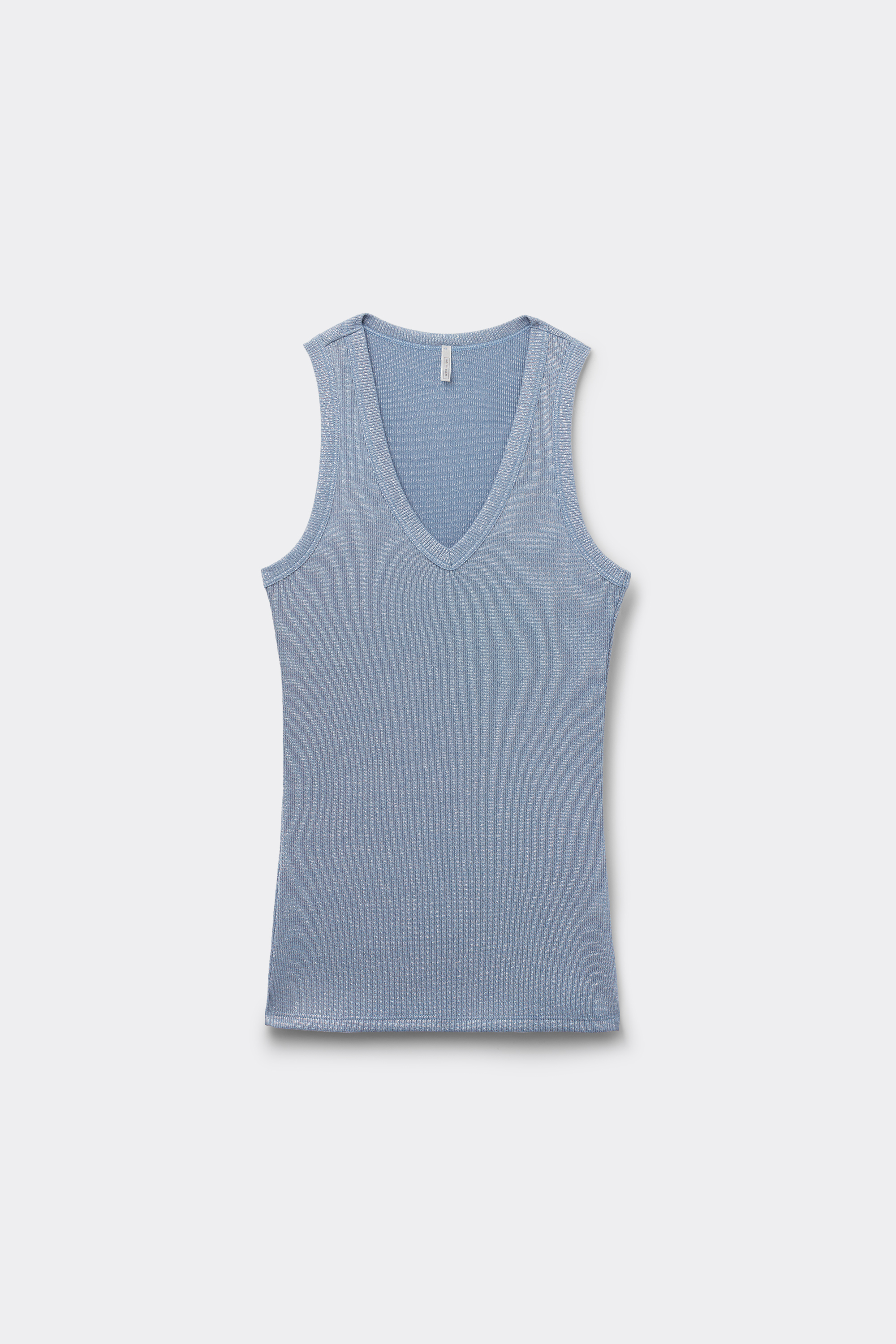 Vネック ラメ コットンリブ タンクトップ