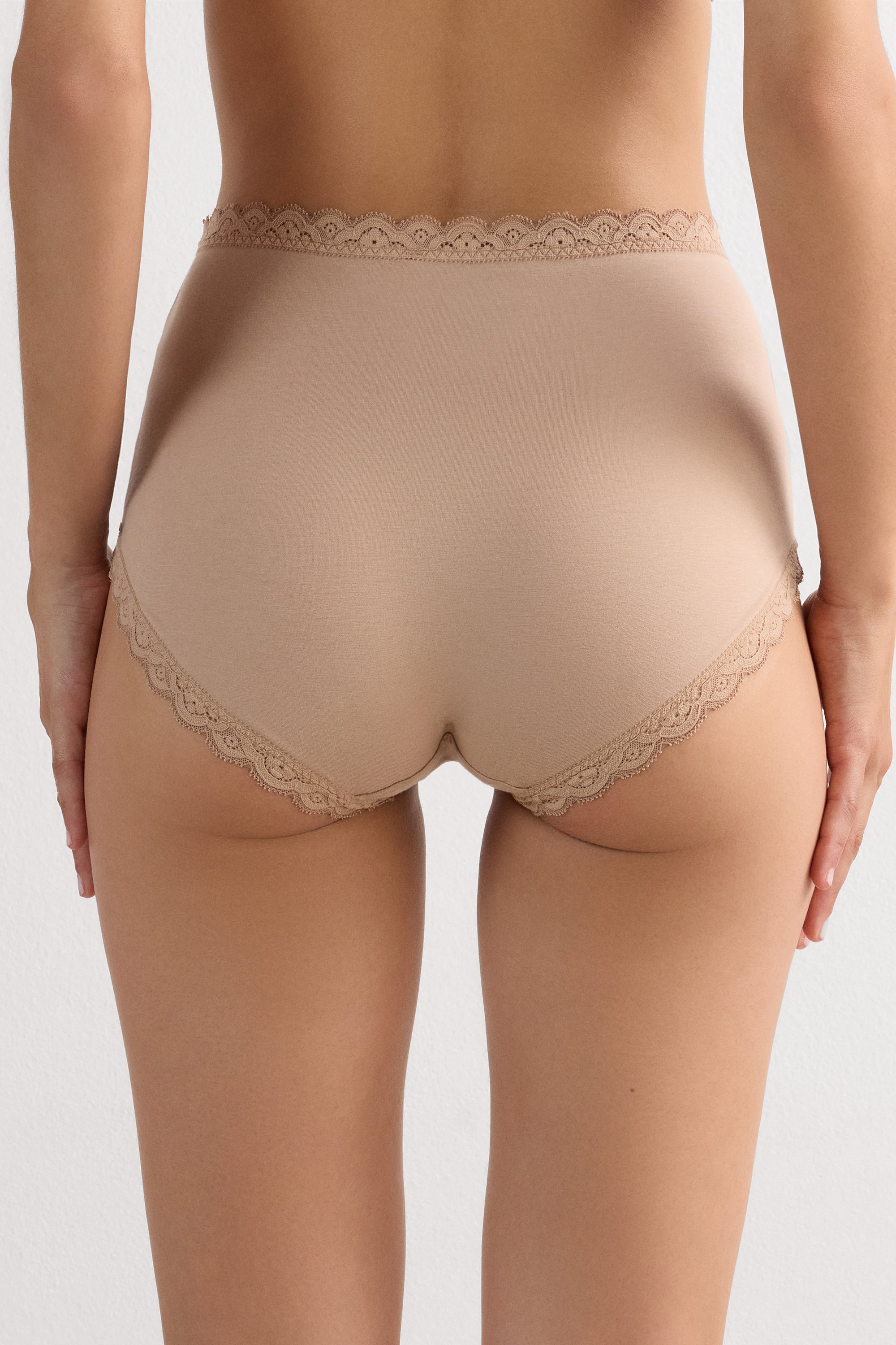 コットン＆レース ハイウエスト キュロット