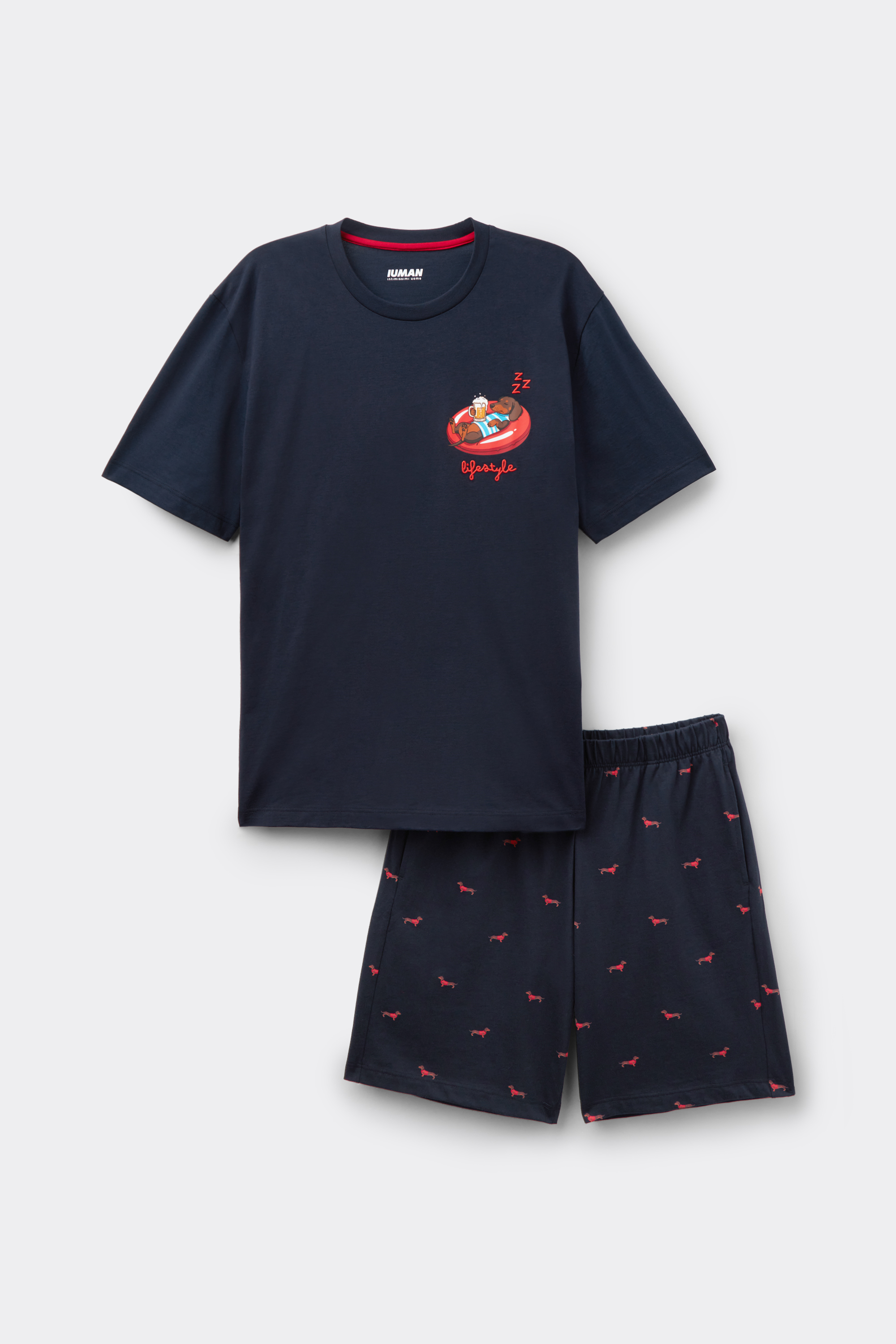 ダックスフンドプリント ジャージー ショートパジャマ