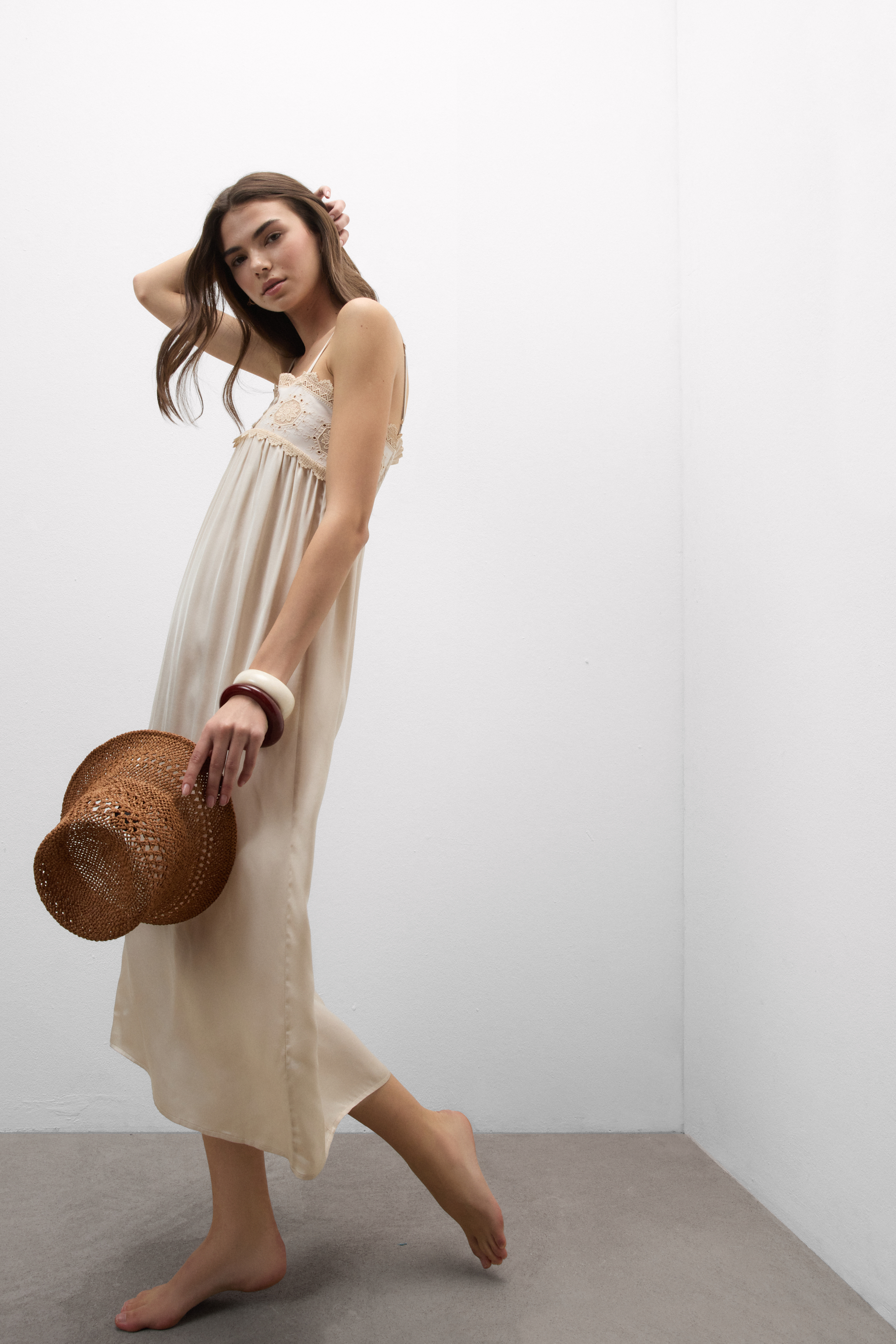 Midsummer Dream ビスコースサテン ロングスリップ