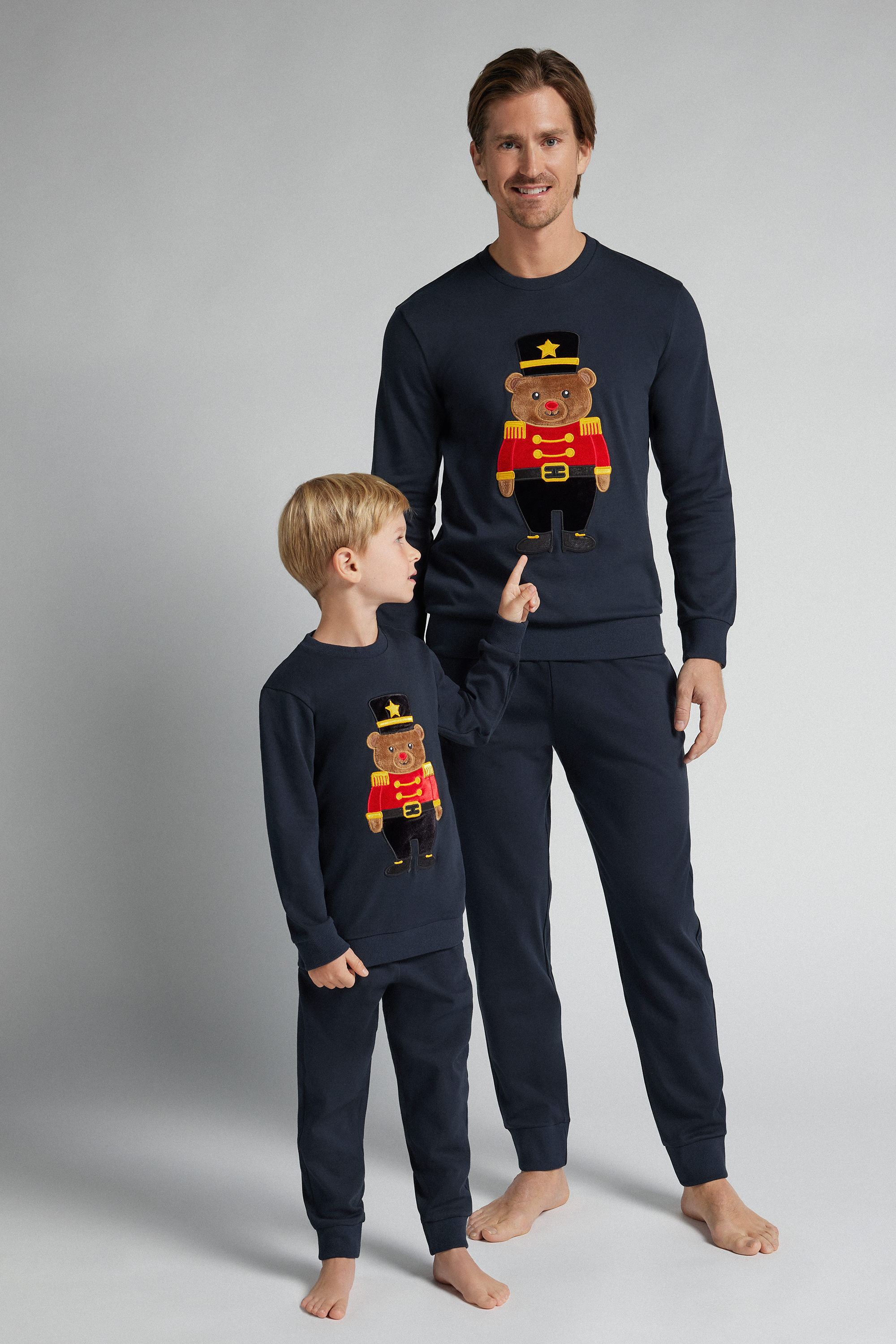 コットン インターロック くるみ割り人形ベア ロングパジャマ