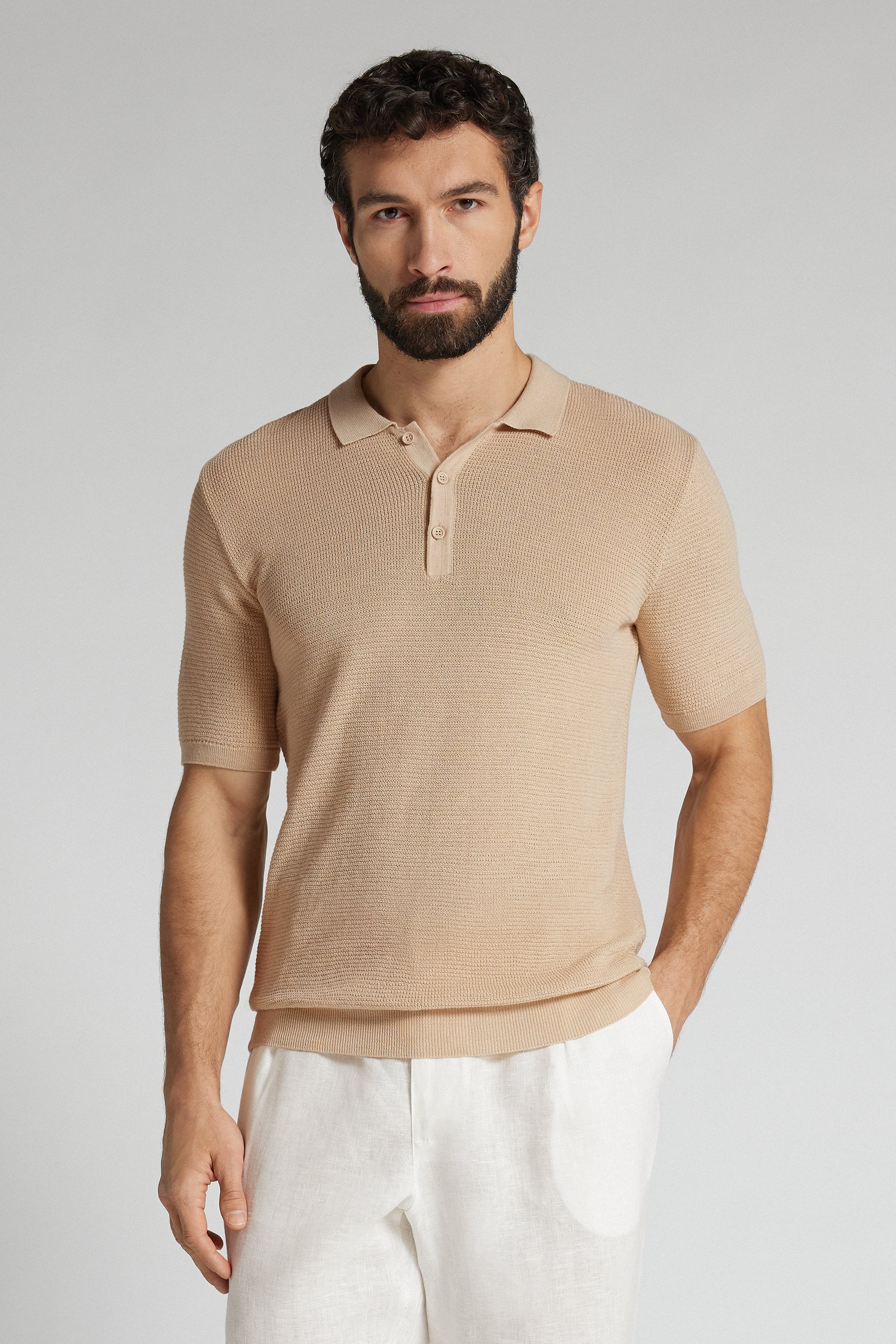 メンズ カットワーク コットン100% ポロシャツ