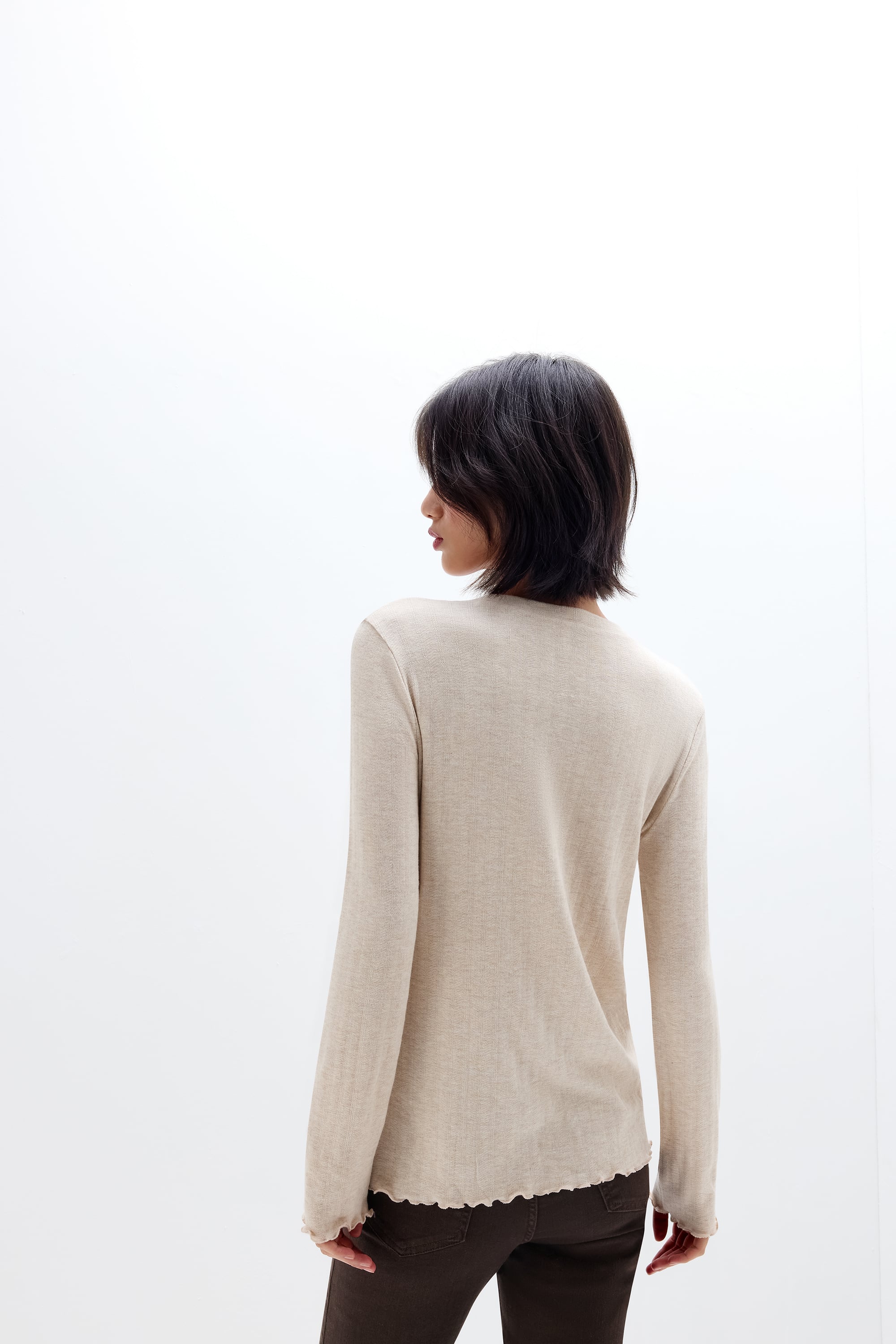 "Luxury Softness" モダール＆カシミヤ ロングスリーブ ニット