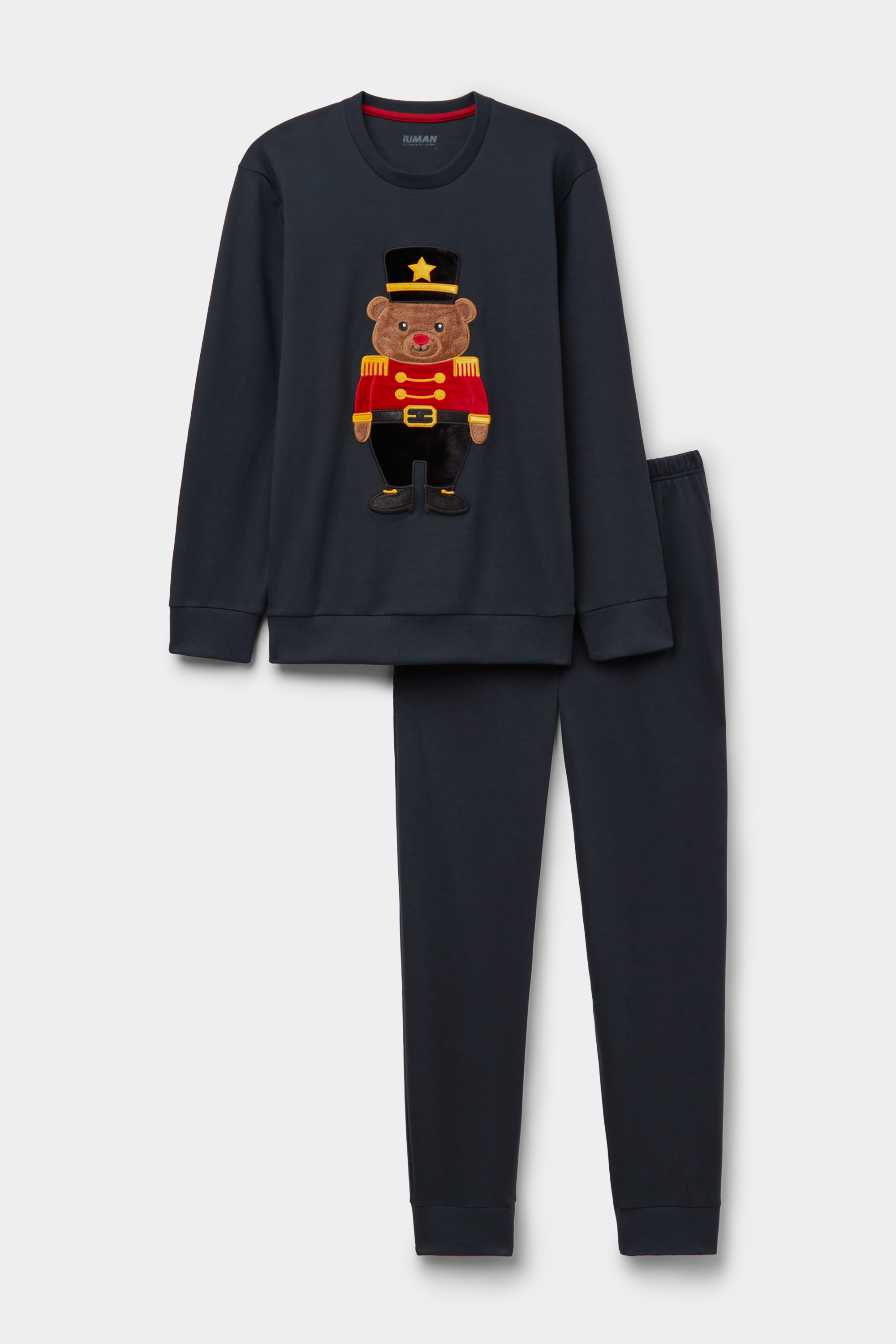 コットン インターロック くるみ割り人形ベア ロングパジャマ