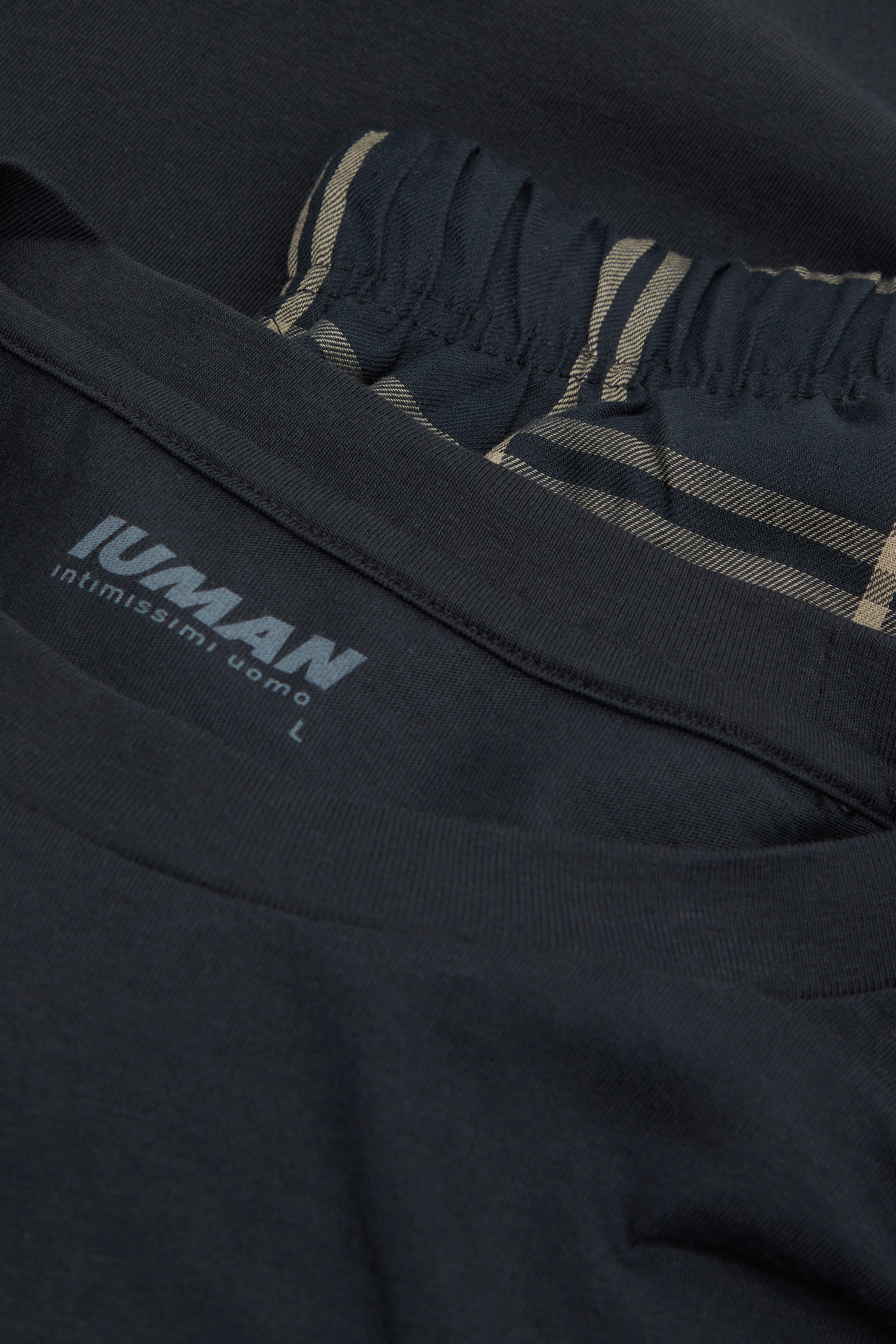 コットン＆チェックプリントファブリック ロングパジャマ