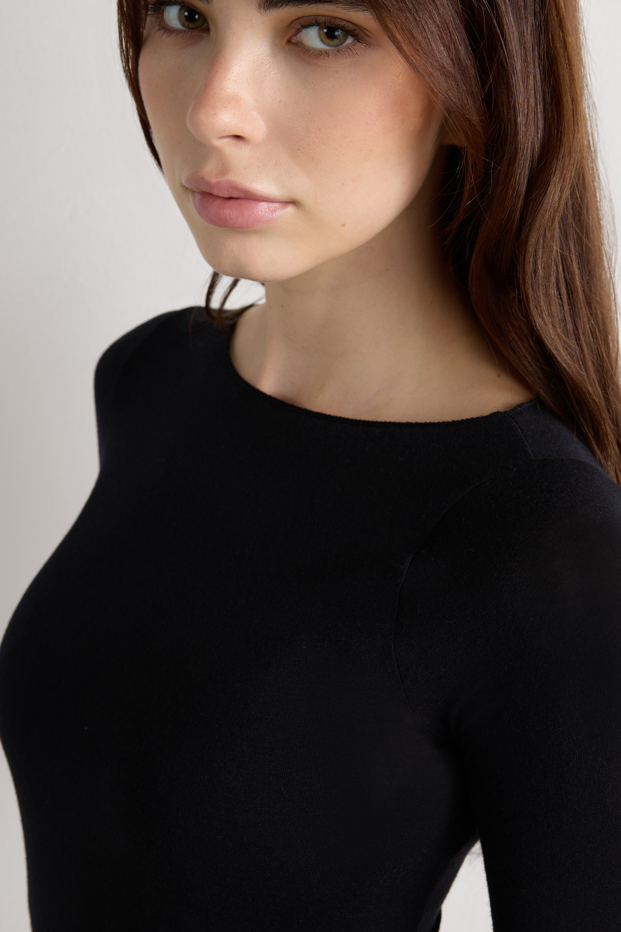 ボートネック モダール カシミヤ ウルトラライト トップス