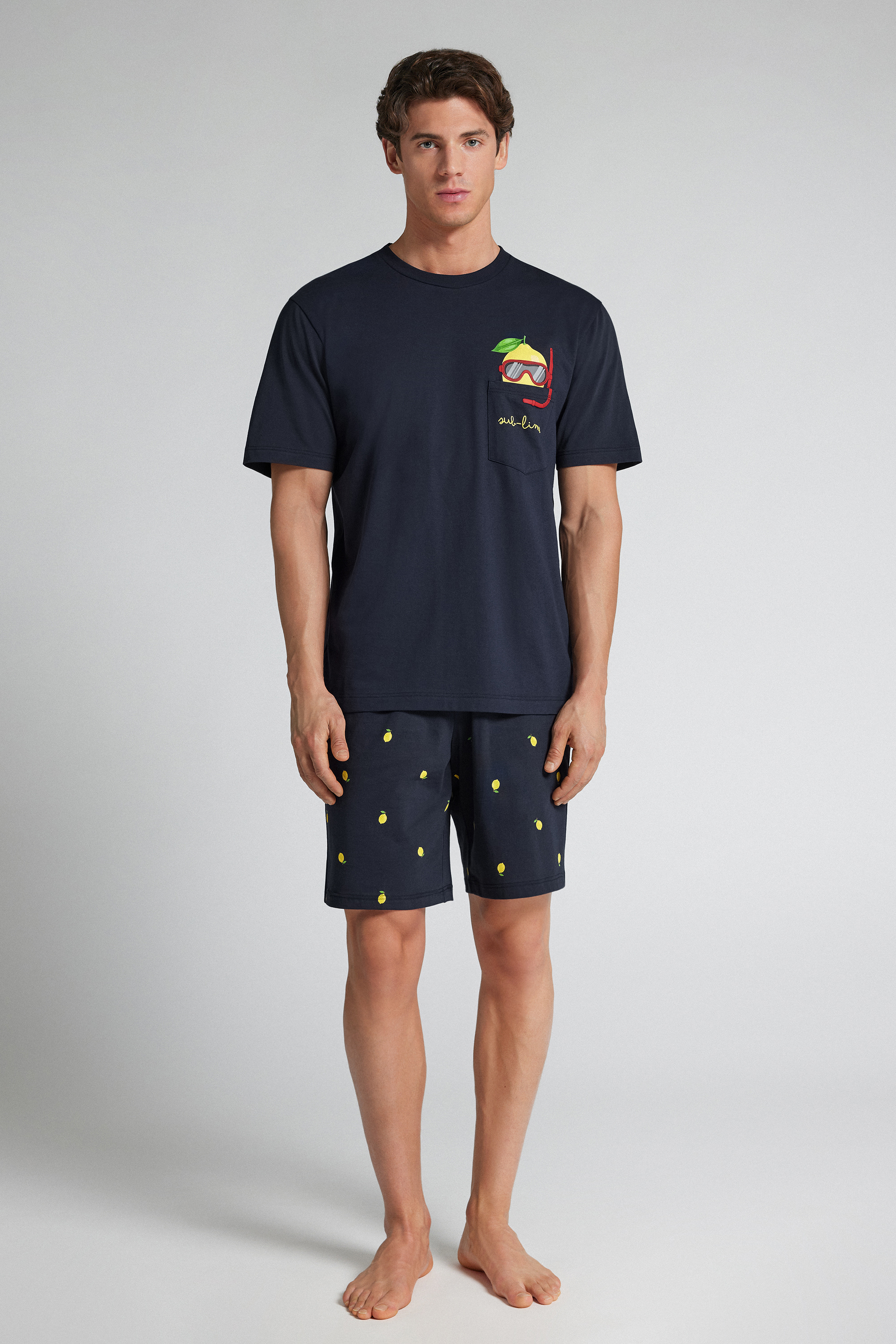 スキューバレモンプリント コットン ショートパジャマ