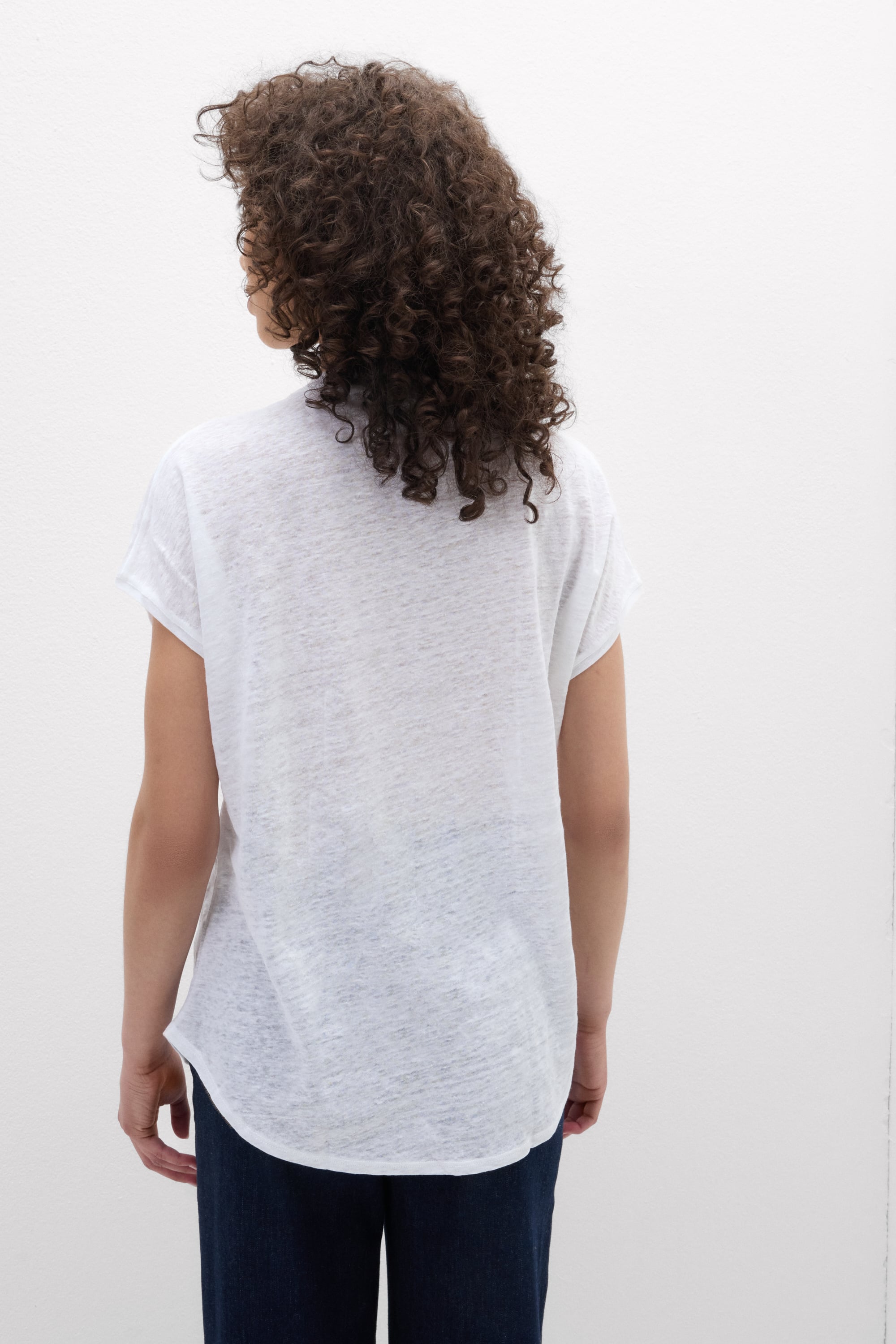The Pure Linen リネン Vネック ショートスリーブ Tシャツ