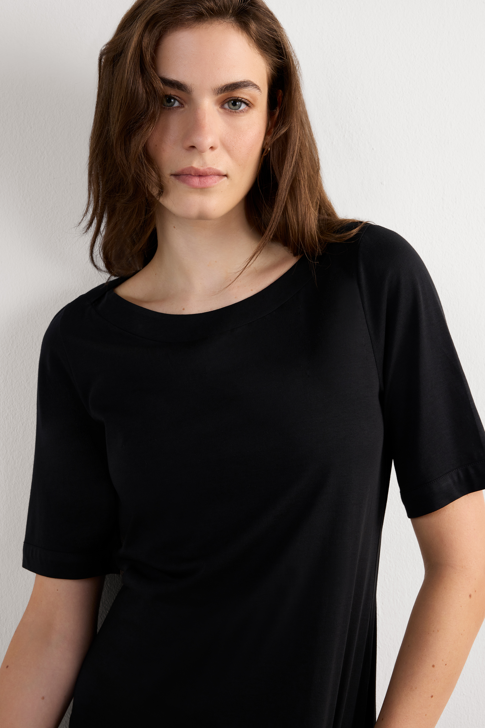 Ultrafreshコットン ショートスリーブ ボートネック ニット