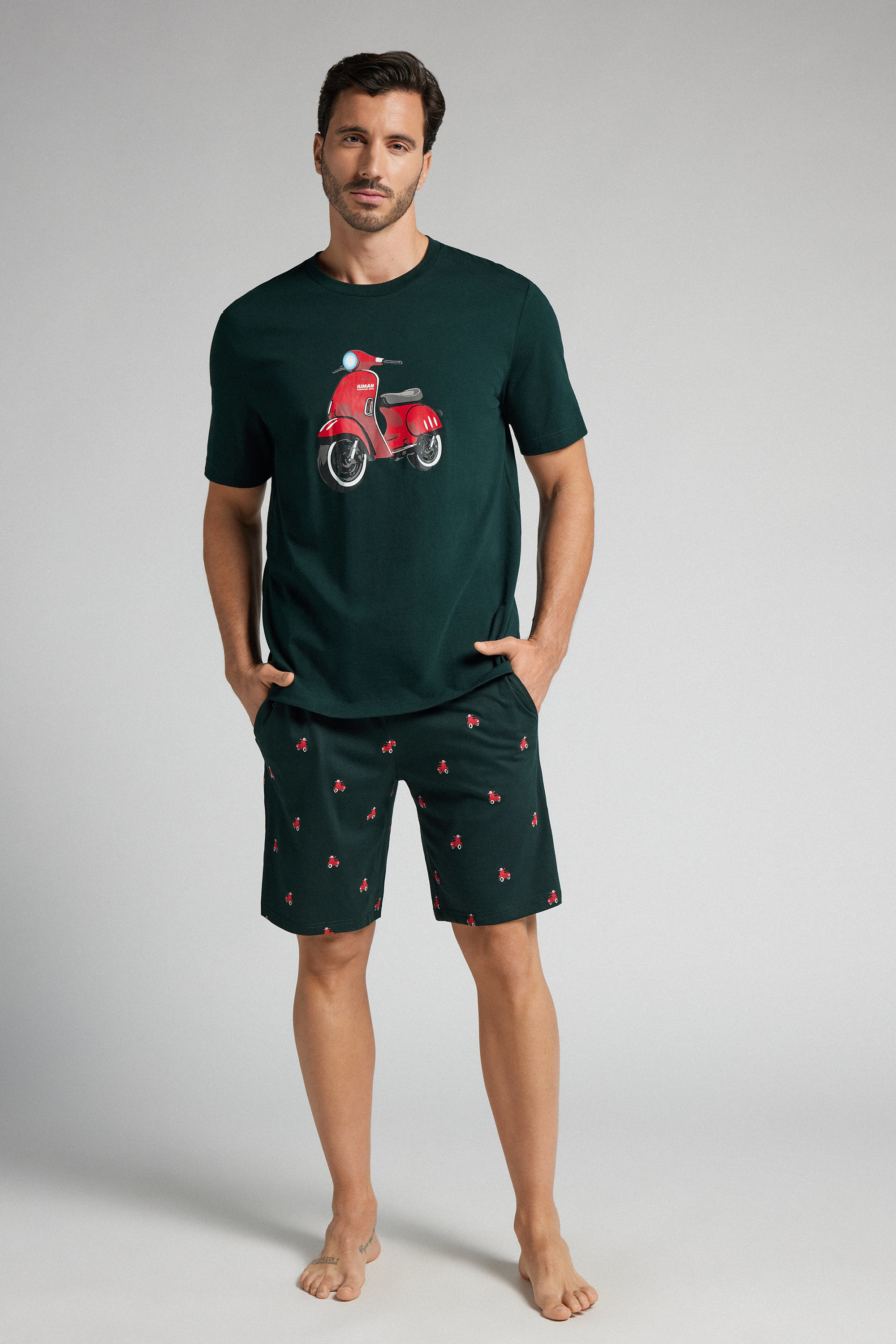 スクータープリント コットン ショートパジャマ