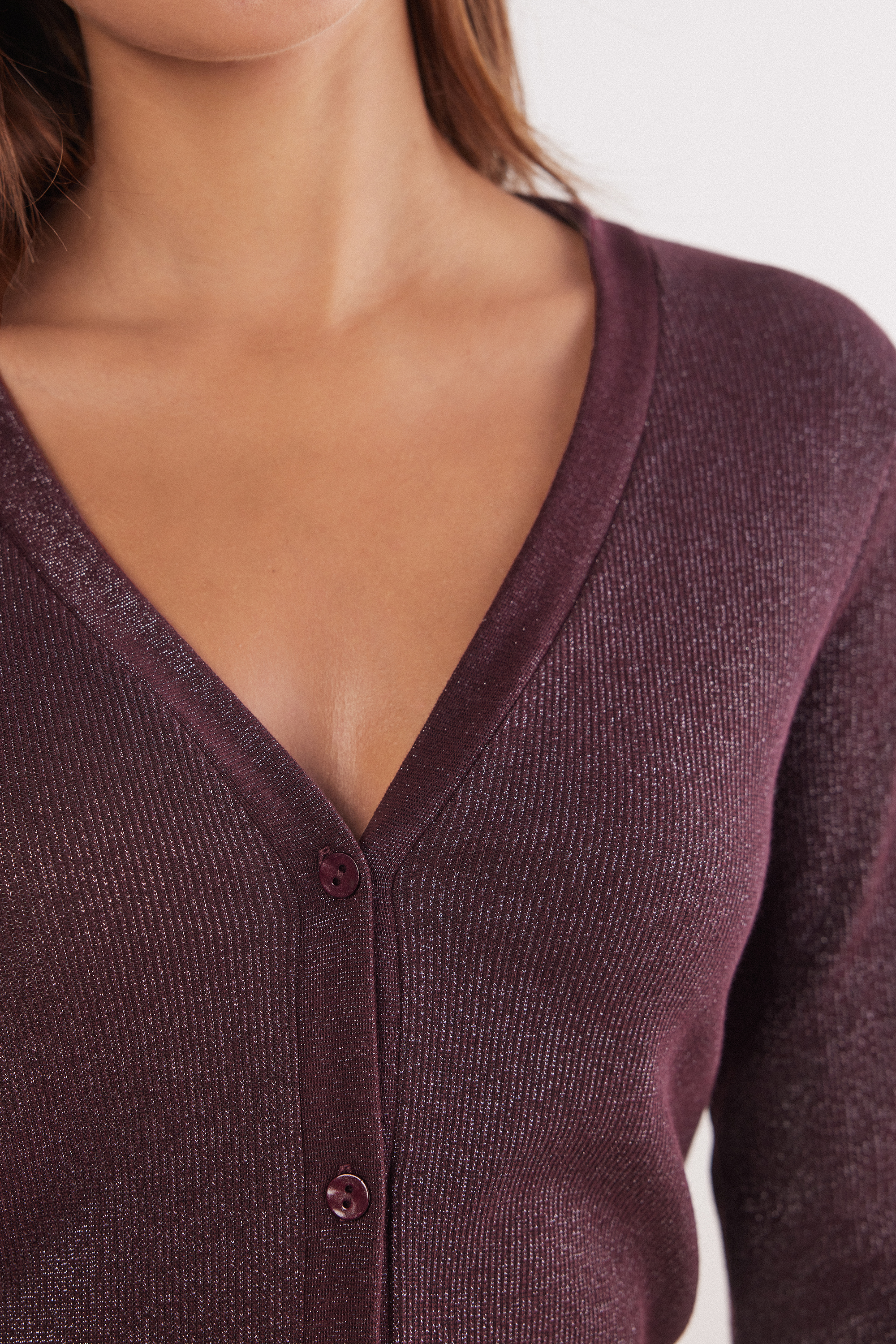 ラメ コットンリブ カーディガン