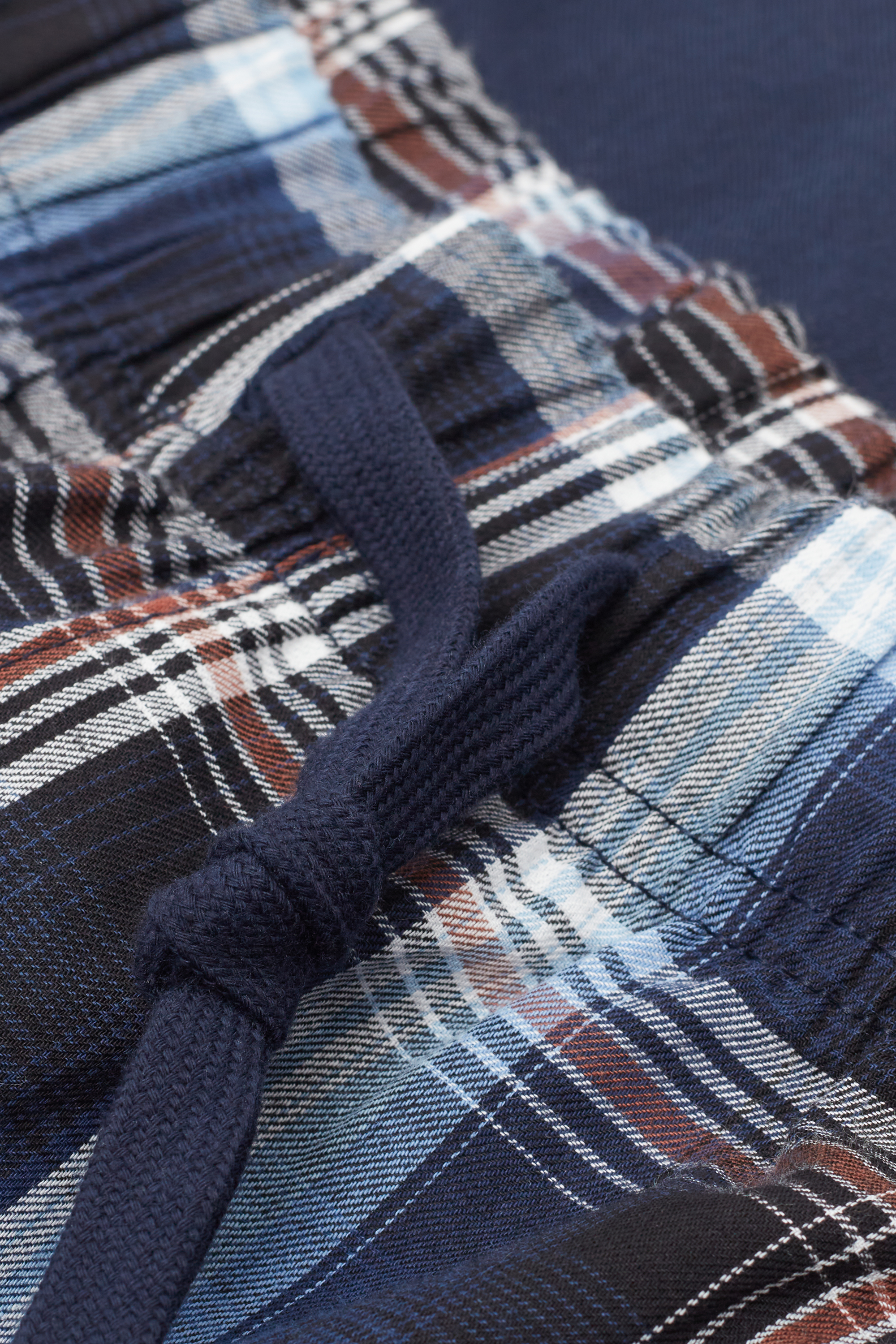 コットン＆チェックファブリック ロングパジャマ