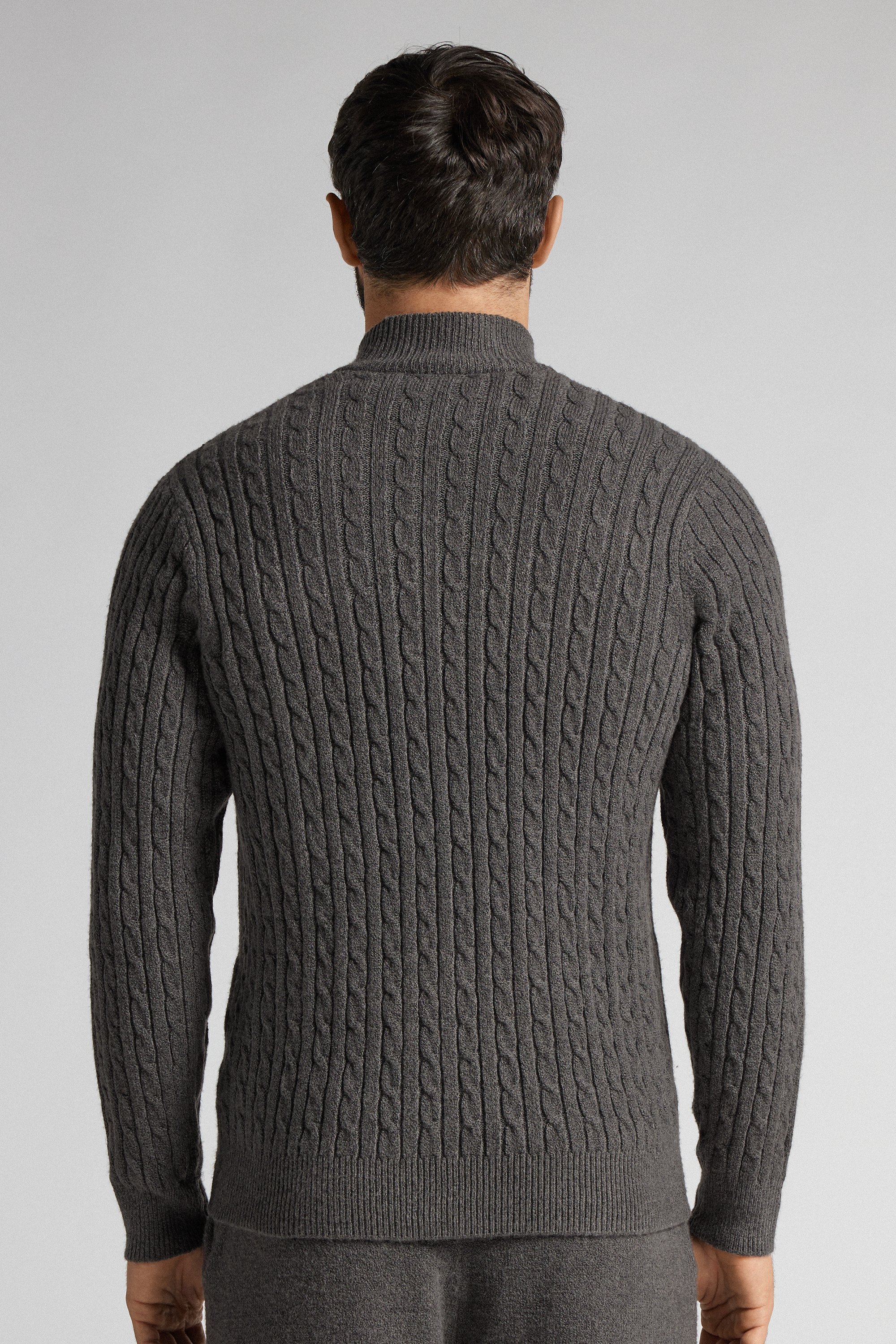 Cable Knit Tricot Zip Sweater | Intimissimi