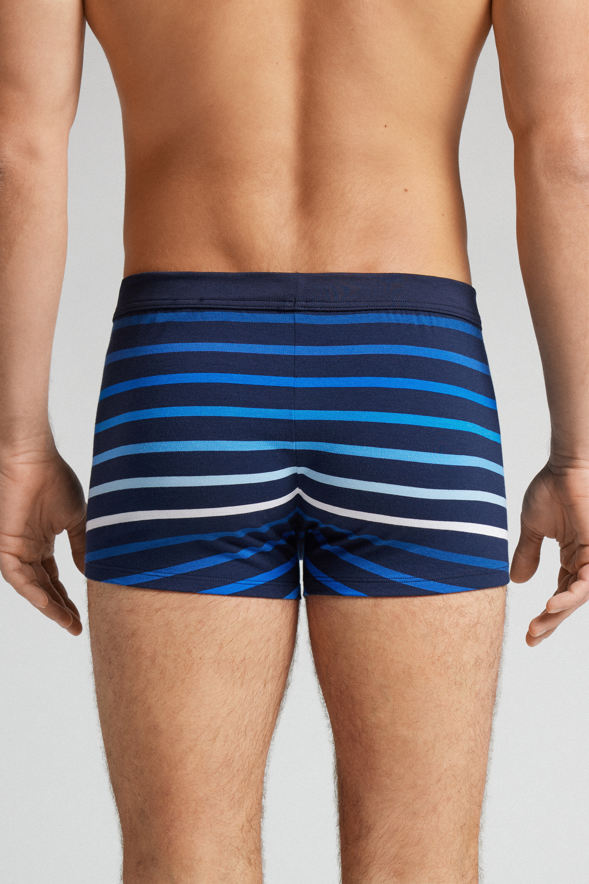 ブルー ストライププリント Superior コットン ボクサー