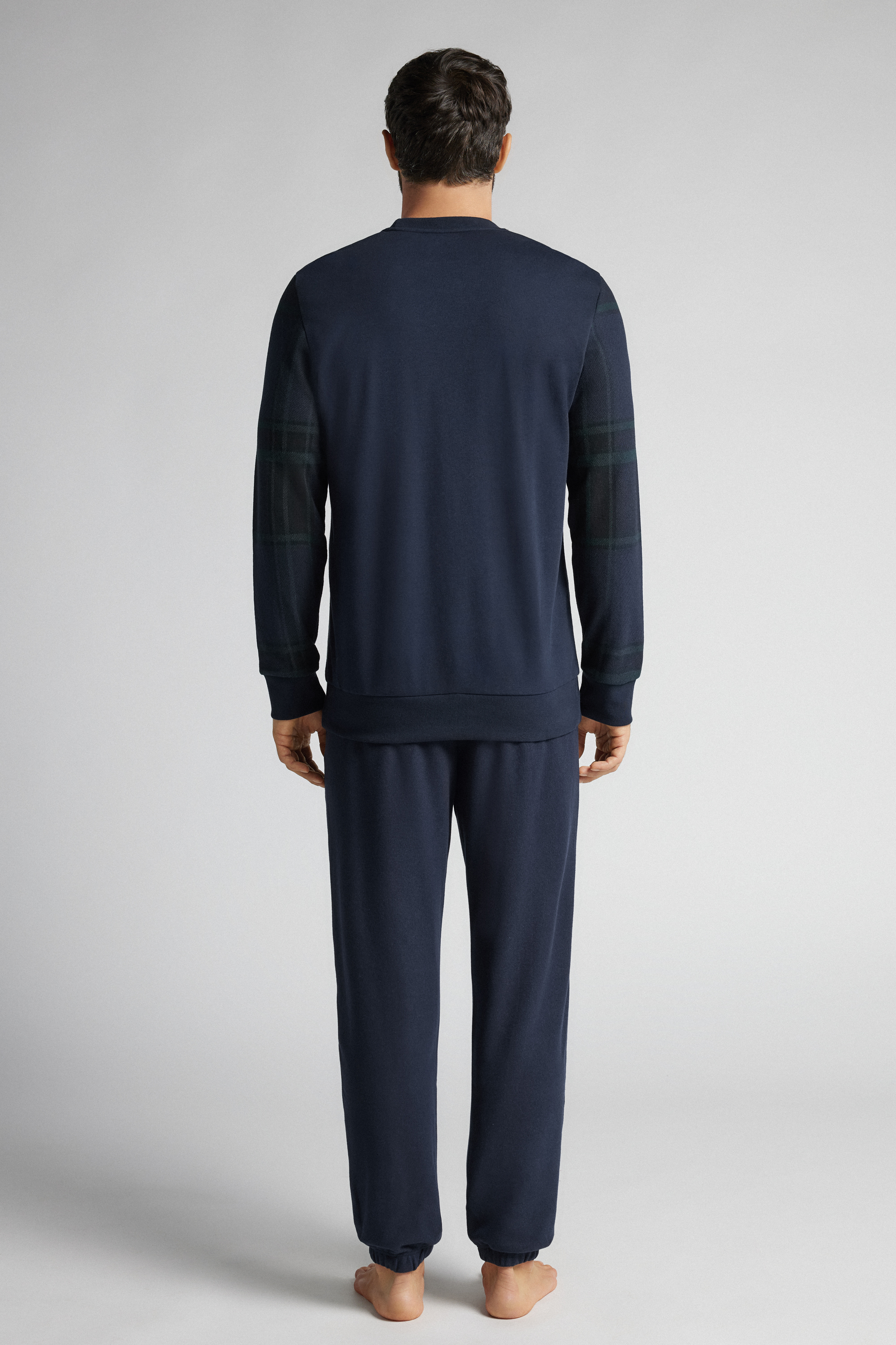 ニット マクロチェックプリント ロングパジャマ