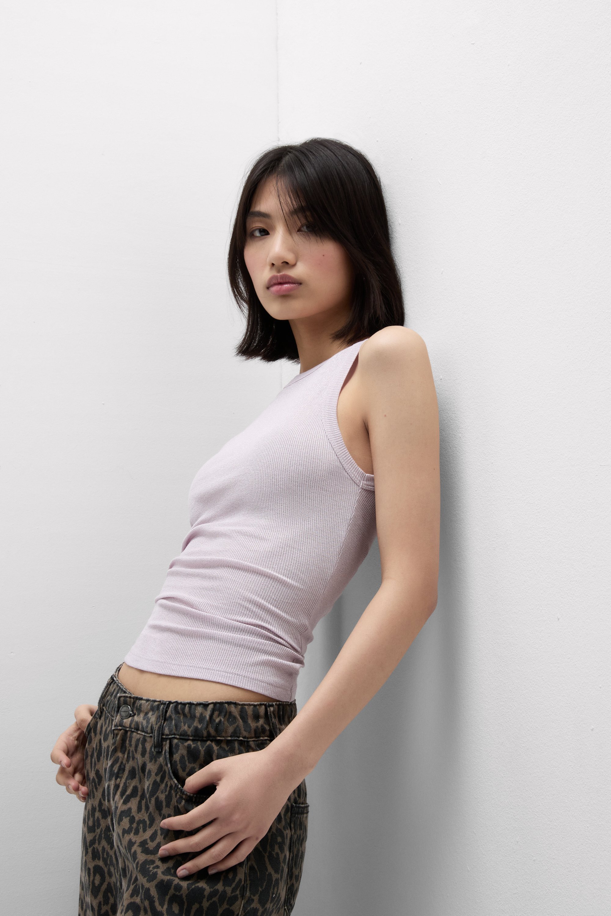 ラメ コットンリブ タンクトップ