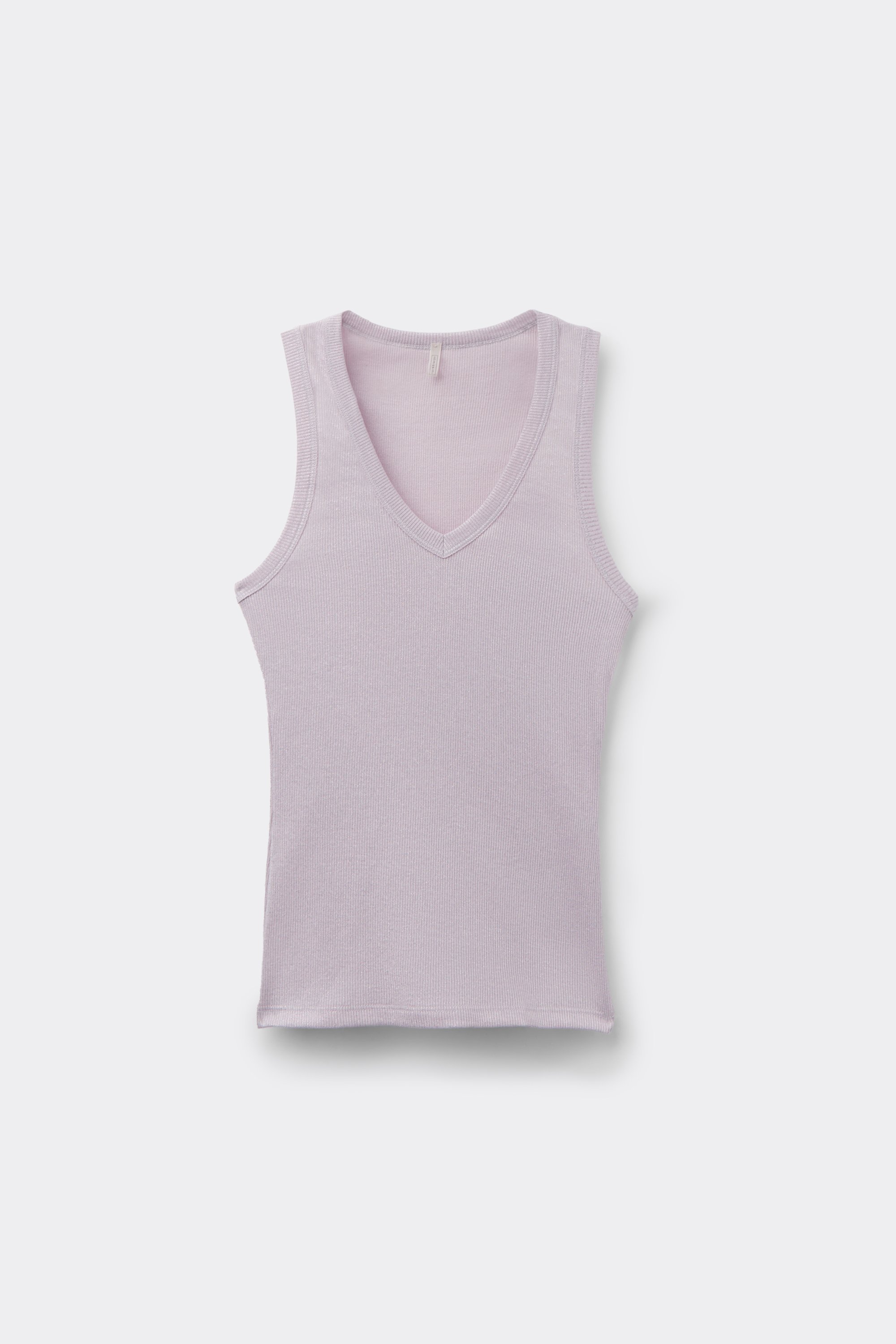 Vネック ラメ コットンリブ タンクトップ