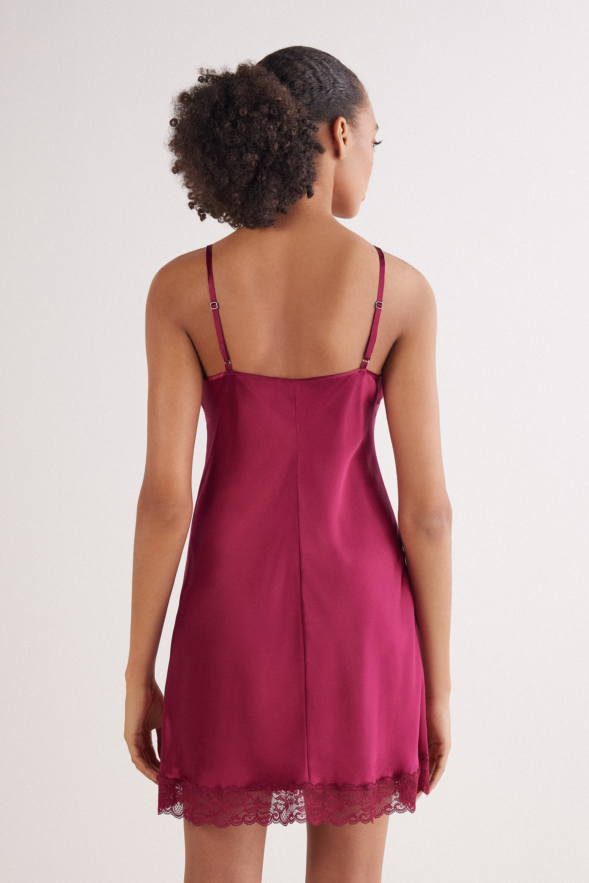 レース ディテール付きシルク スリップ