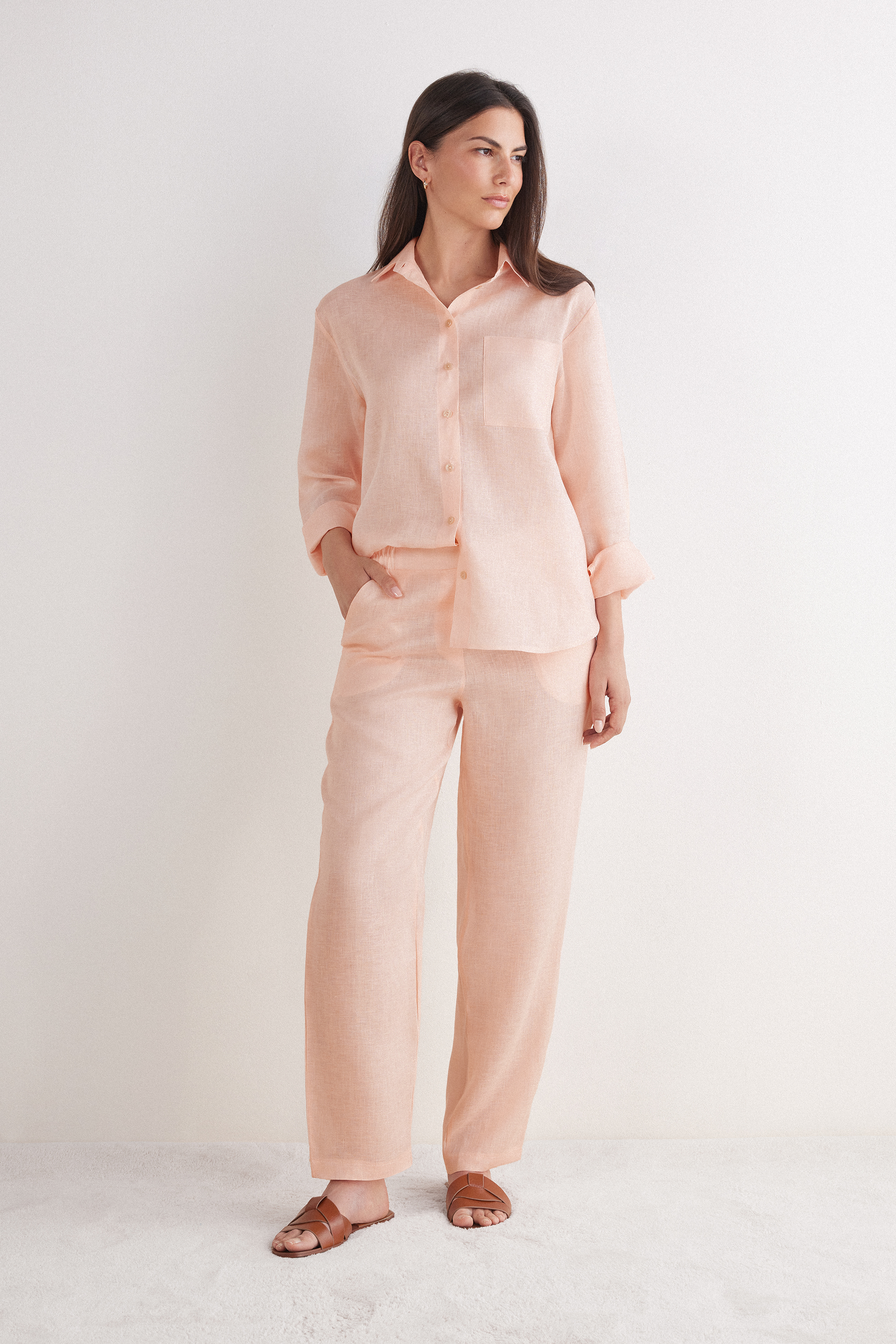 Plain-Weave Linen Trousers