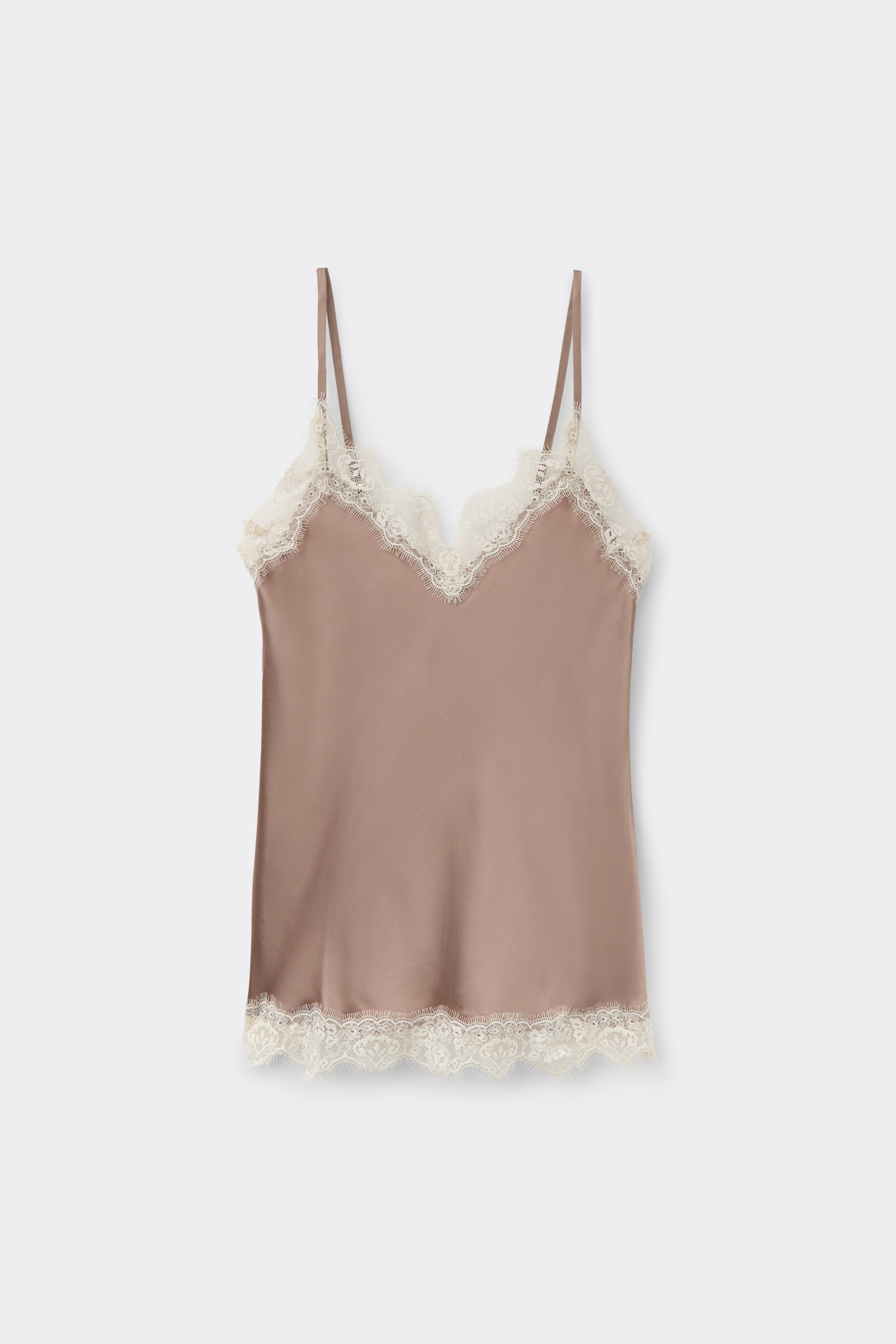 コントラスト シルク＆レース トップス